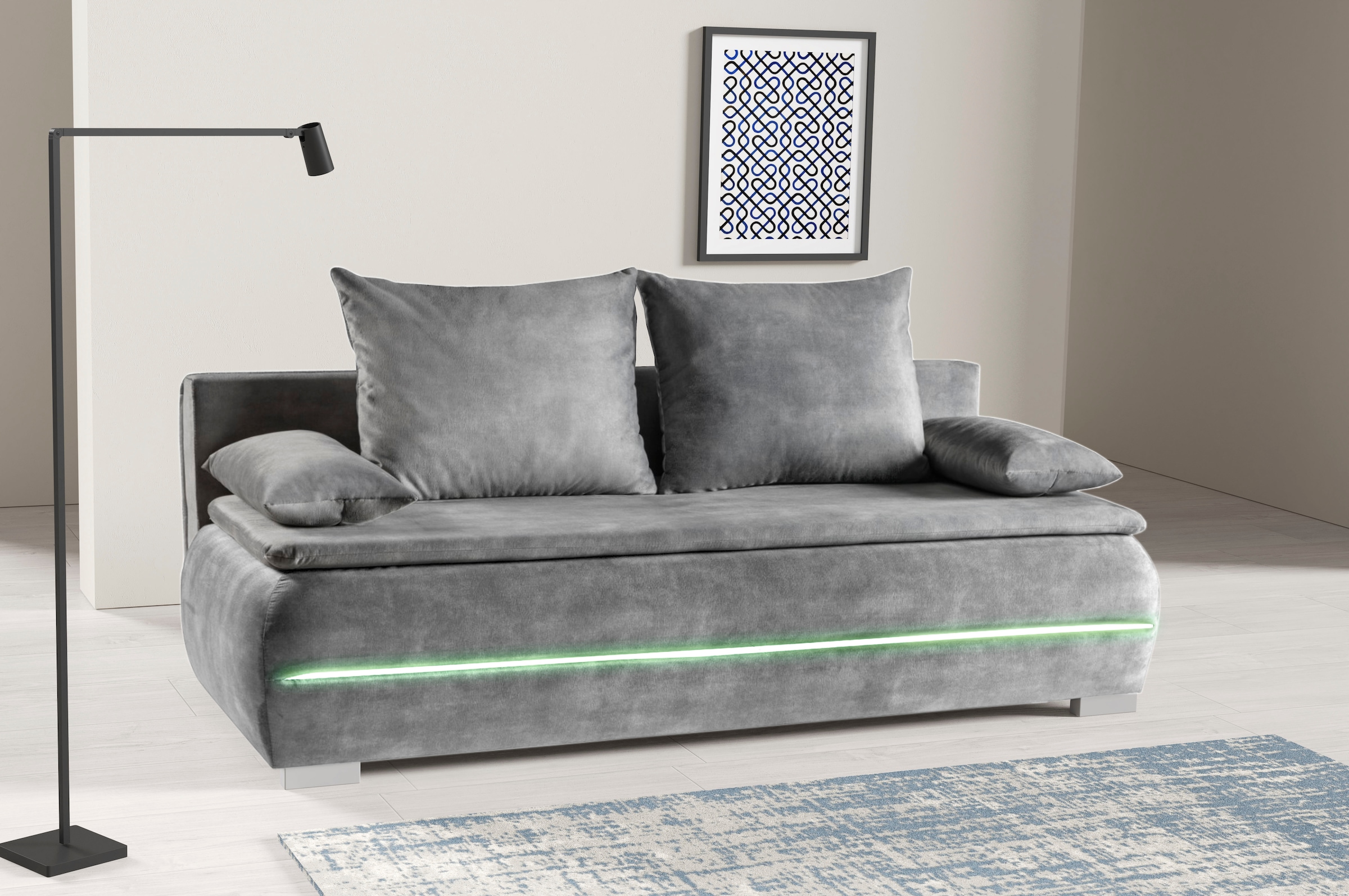 WERK2 Schlafsofa "Tekla LED, Bettcouch Breite 206cm, Liegefläche 200/140cm, günstig online kaufen