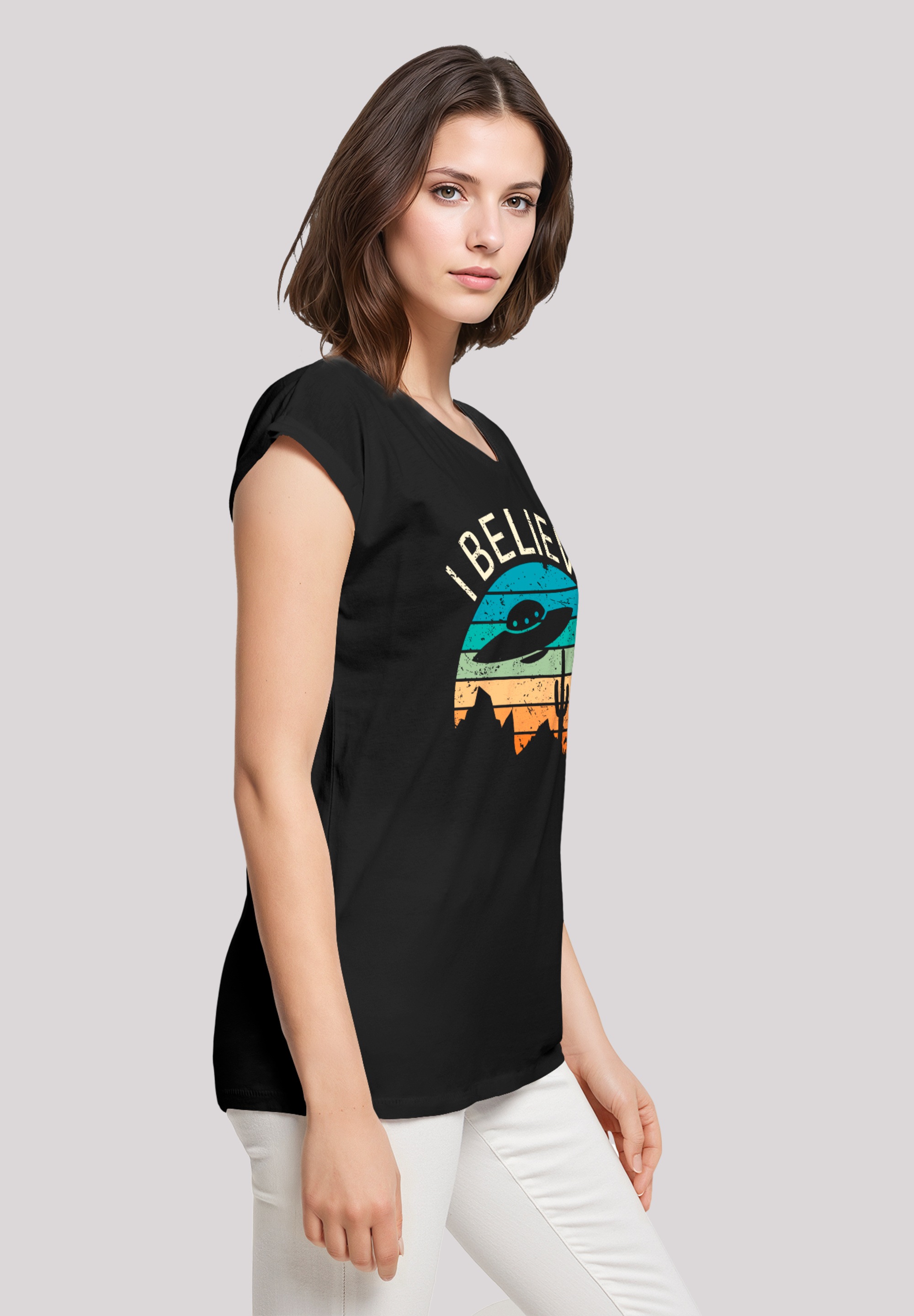 F4NT4STIC T-Shirt »I Believe UFO Alien Sonnenuntergang«, Premium Qualität