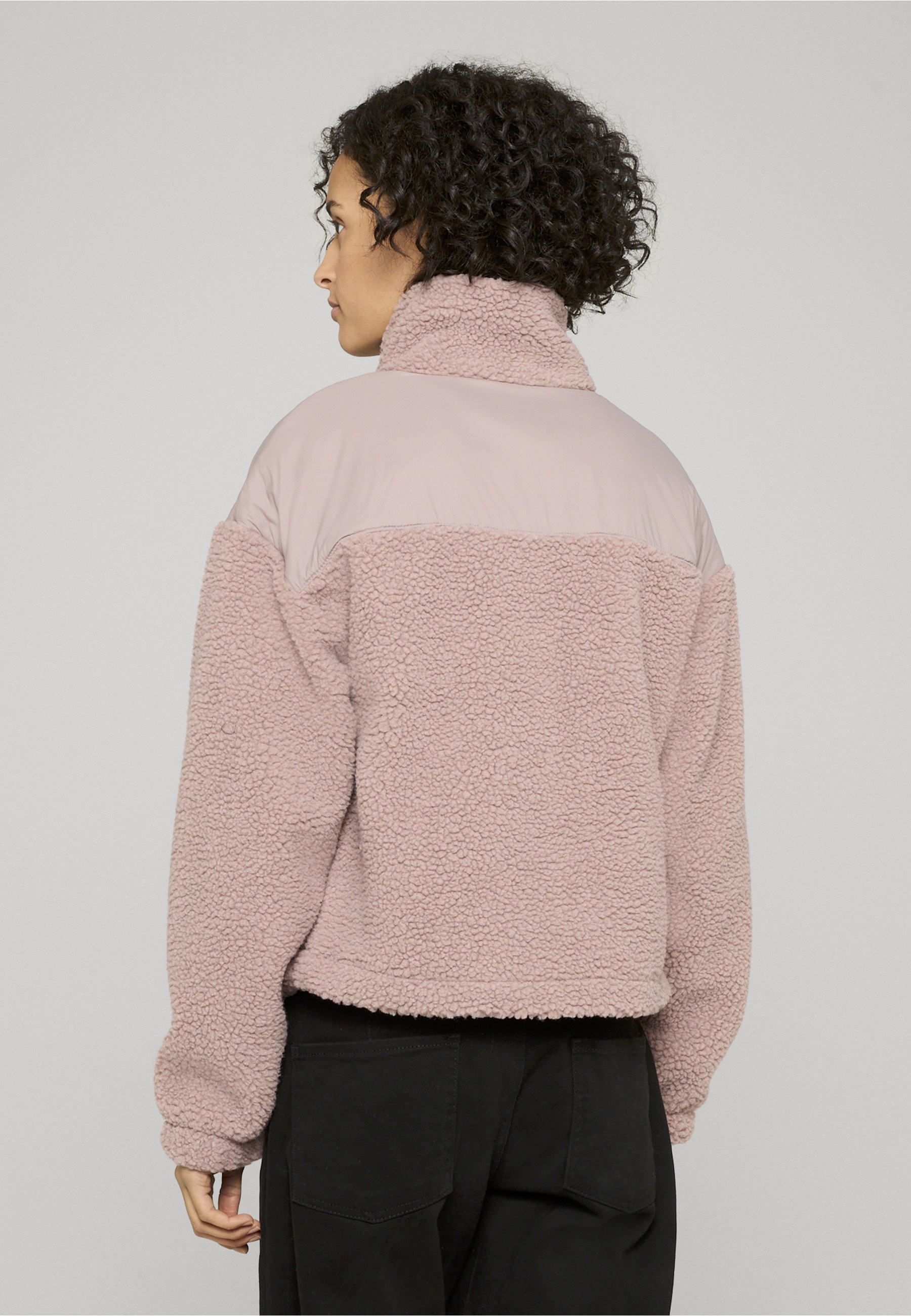 URBAN CLASSICS Winterjacke »Urban Classics Damen Ladies Sherpa Mix Jacket« 1 Stk. tlg. mit Kapuze