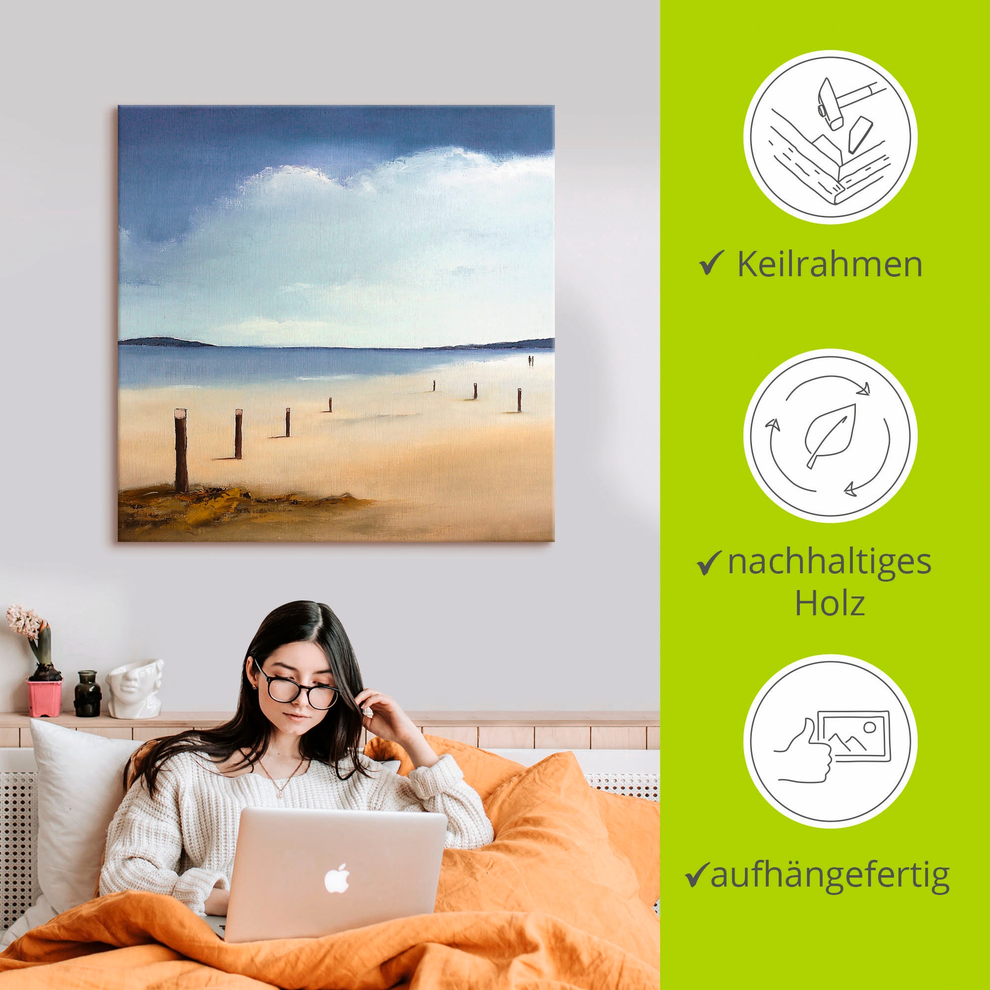 Artland Leinwandbild »Am Strand entlang«, Strand, (1 St.), auf Keilrahmen gespannt