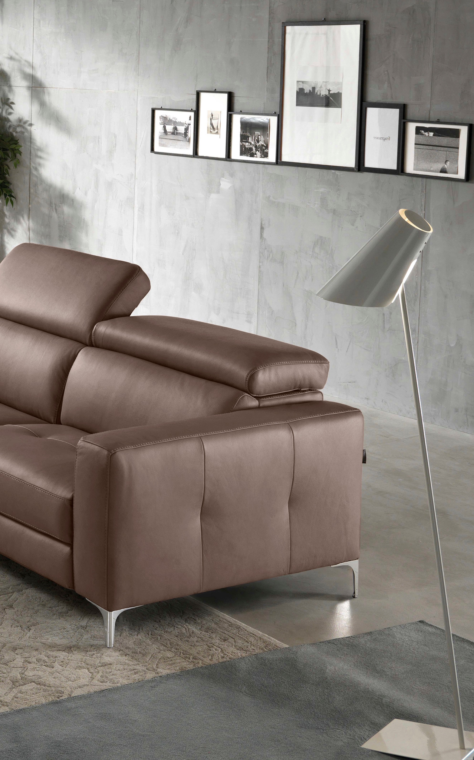 Egoitaliano Ecksofa »Matt, hoher Sitzkomfort und aufwendige Detailverarbeitung, L-Form«, mit Ottomane, inkl. verstellbarer Kopfteile zum Relaxen