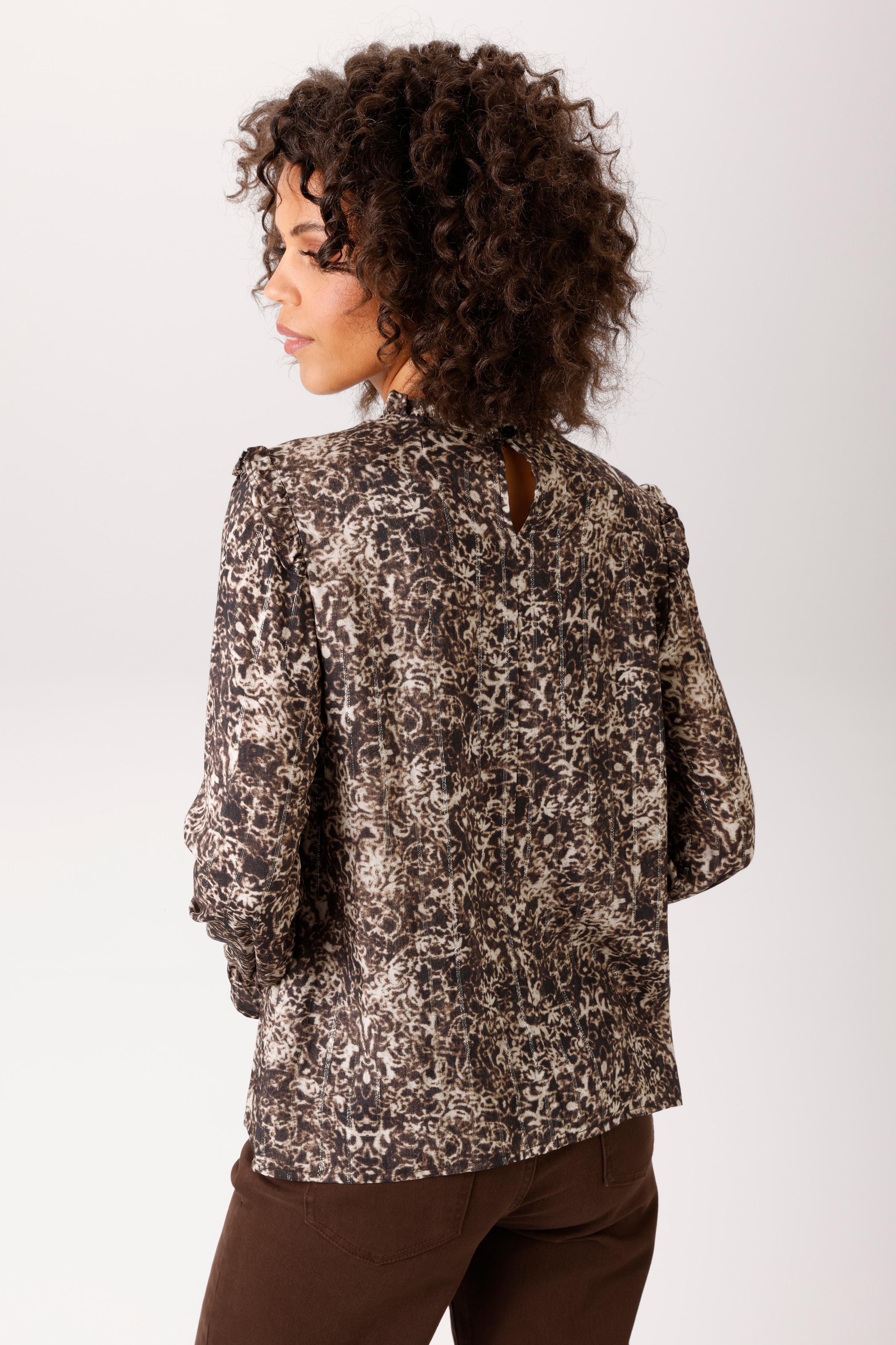 Aniston CASUAL Schlupfbluse mit Glanzfäden im grafischen Blumendruck - NEUE KOLLEKTION