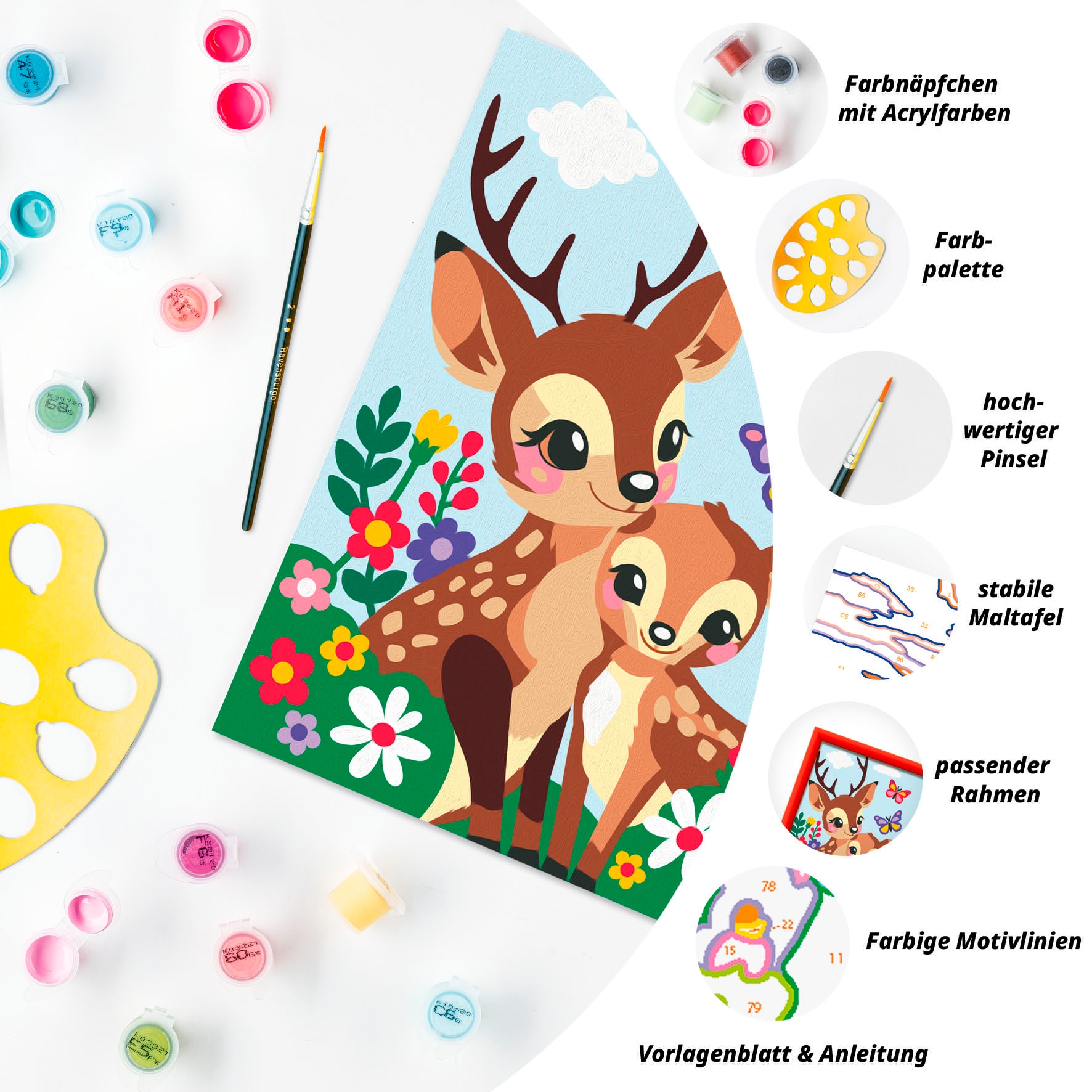 Ravensburger Malen nach Zahlen »CreArt, Fröhliche Hirsche«, Made in Europe