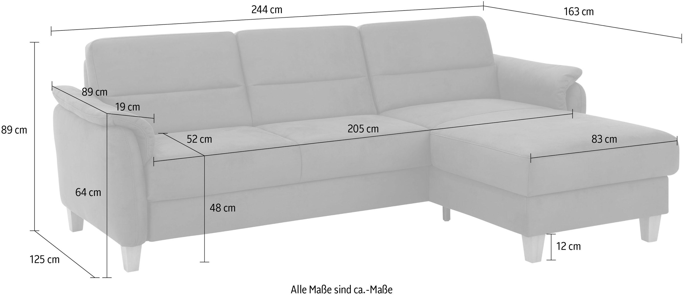 Home affaire Ecksofa »Palmera L-Form«, Federkern, wahlweise mit Bettfunktion und mit/ohne Bettkasten
