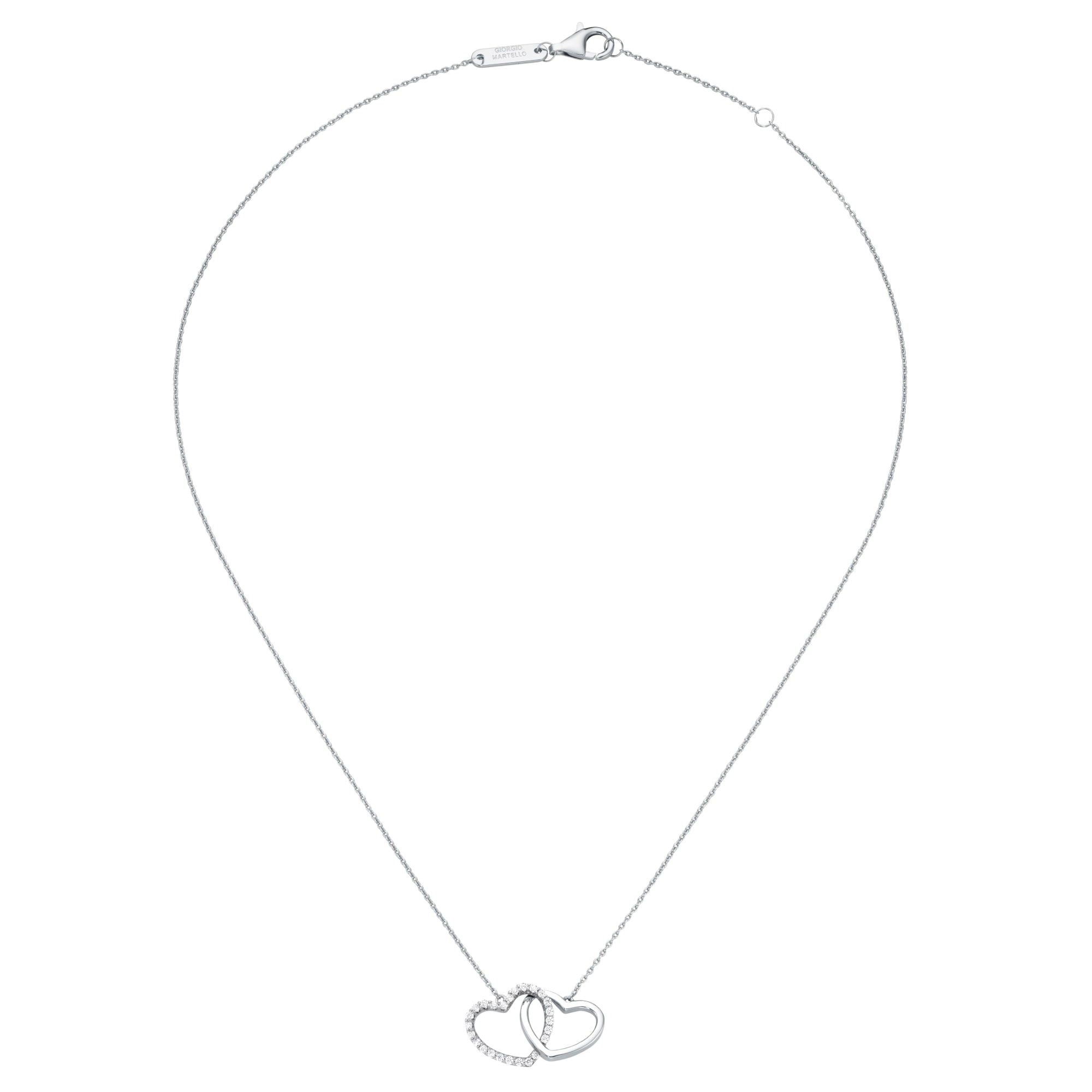GIORGIO MARTELLO MILANO Collier »zwei Herzen, mit weißen Zirkonia, Silber 925«