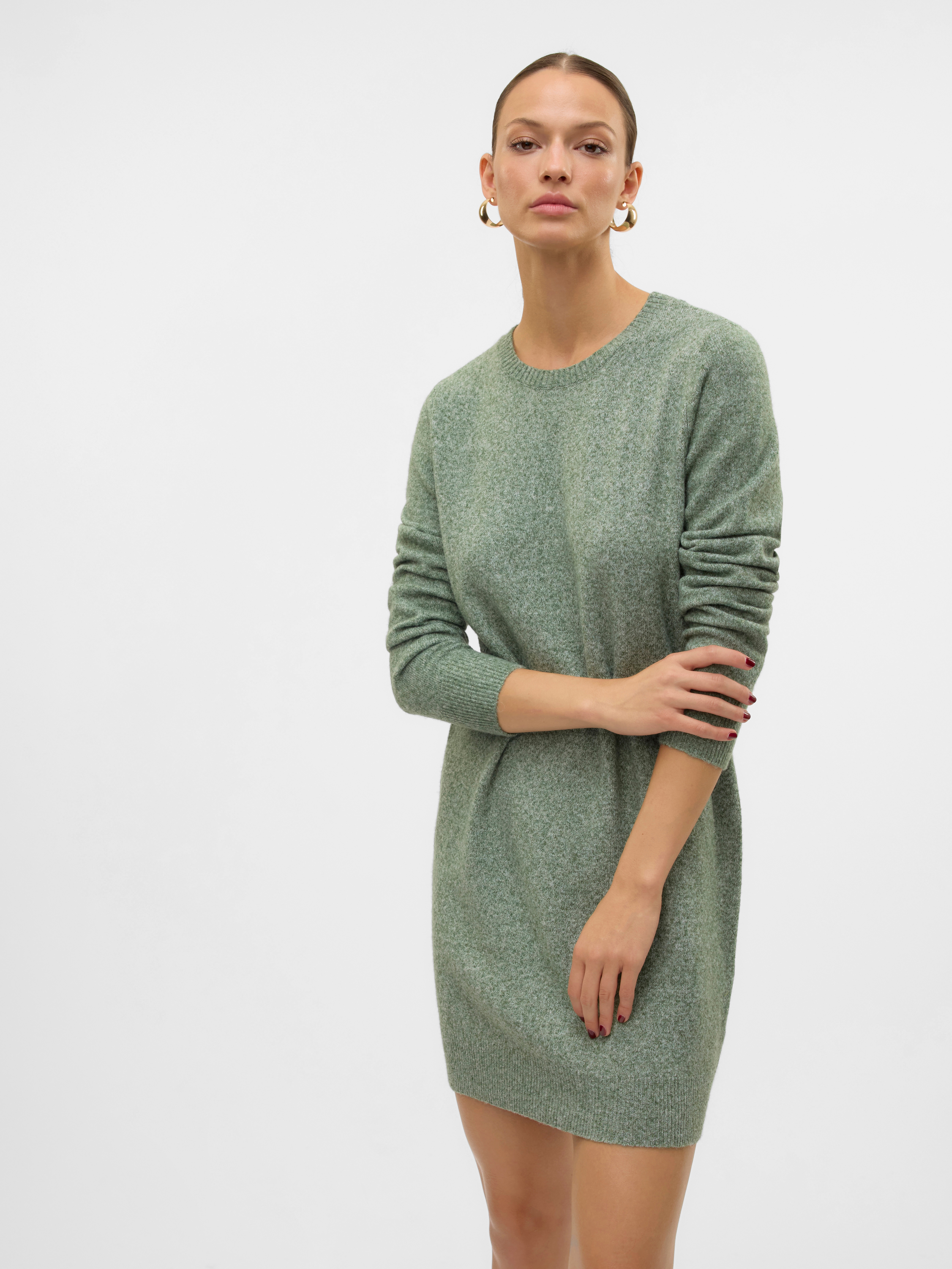 Vero Moda Strickkleid "VMDOFFY LS O-NECK DRESS GA NOOS" Materialmix mit Stretch, locker geschnitten