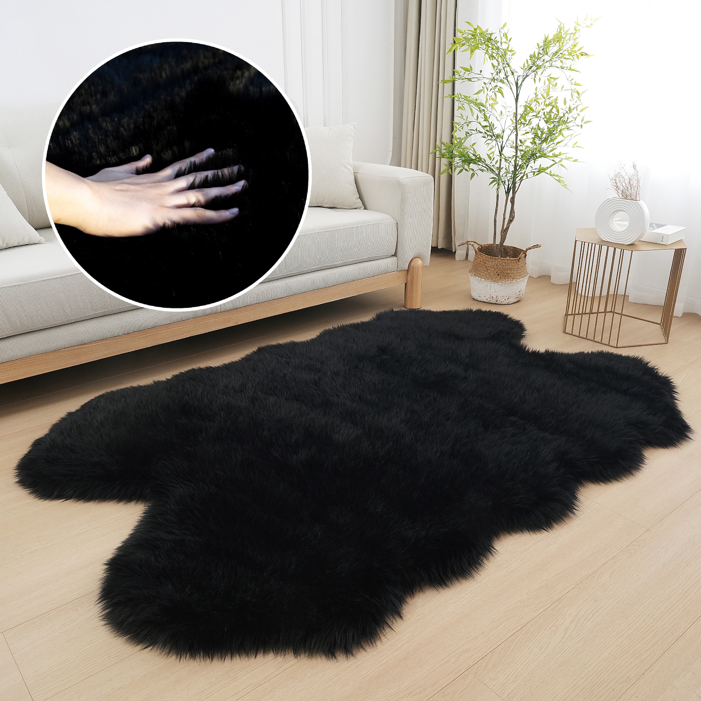 my home Fellteppich "Dena Teppiche, Fellform, waschbar" fellförmig 60 mm Hö günstig online kaufen