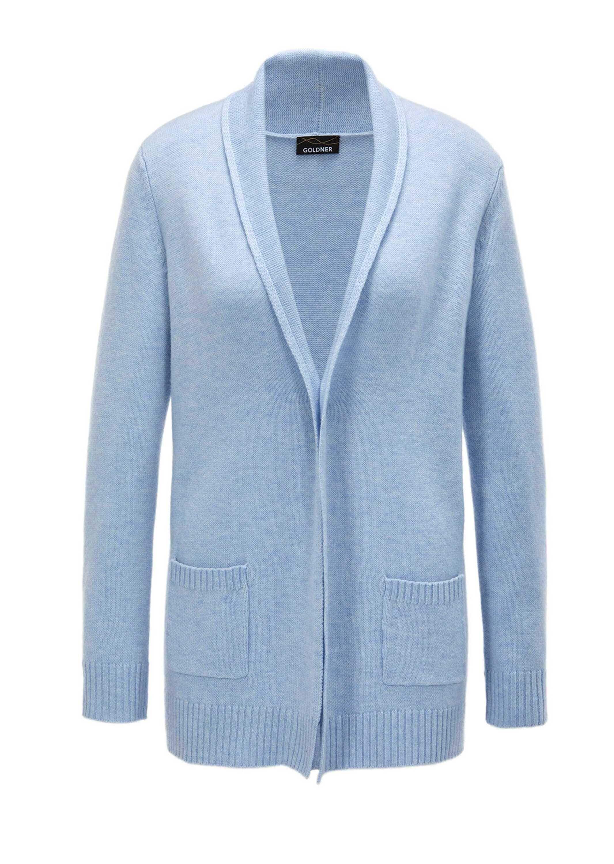 GOLDNER Strickjacke "Kurzgröße Langarm Cardigan aus Merino" Schalkragen