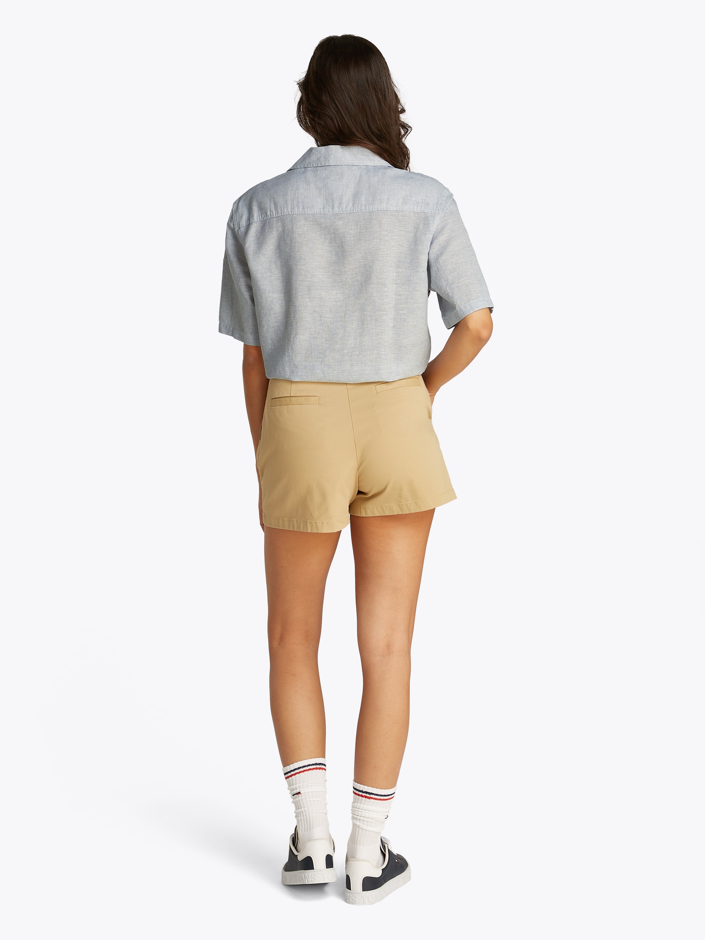 Tommy Jeans T-Shirt »TJW CRP LINEN SS SHIRT«, mit Brusttasche, Logostickerei