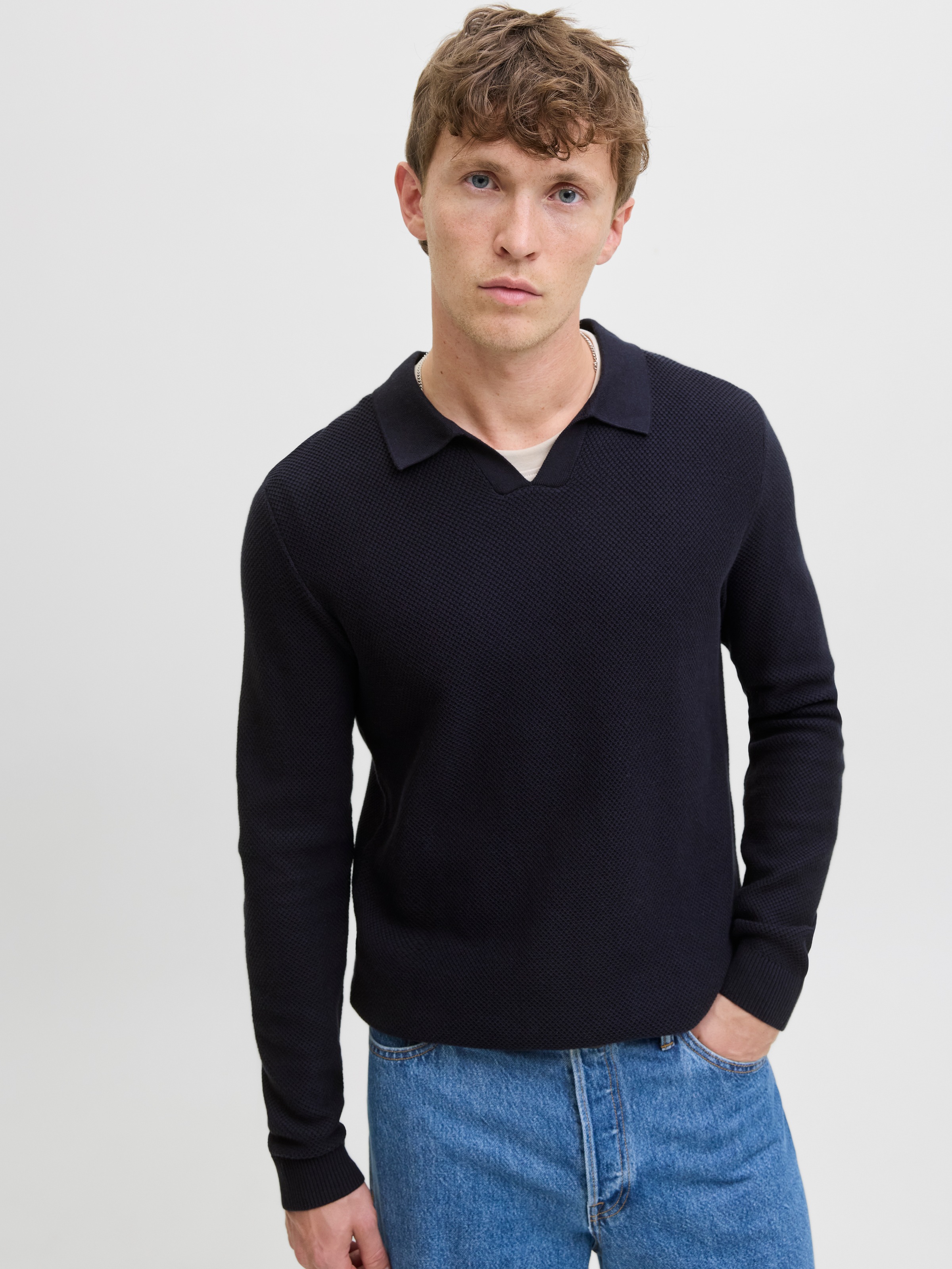 Jack & Jones Polokragenpullover "JPRBLAEASTON KNIT SPLIT NECK LS SN" günstig online kaufen
