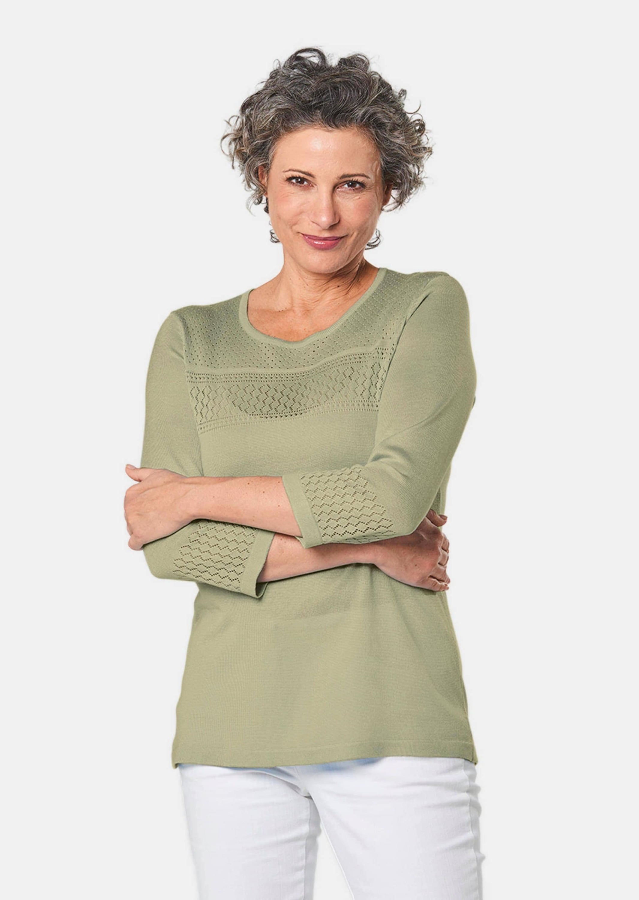 GOLDNER Rundhalspullover »Ajourpullover Pullover mit schönem Ajourmuster«