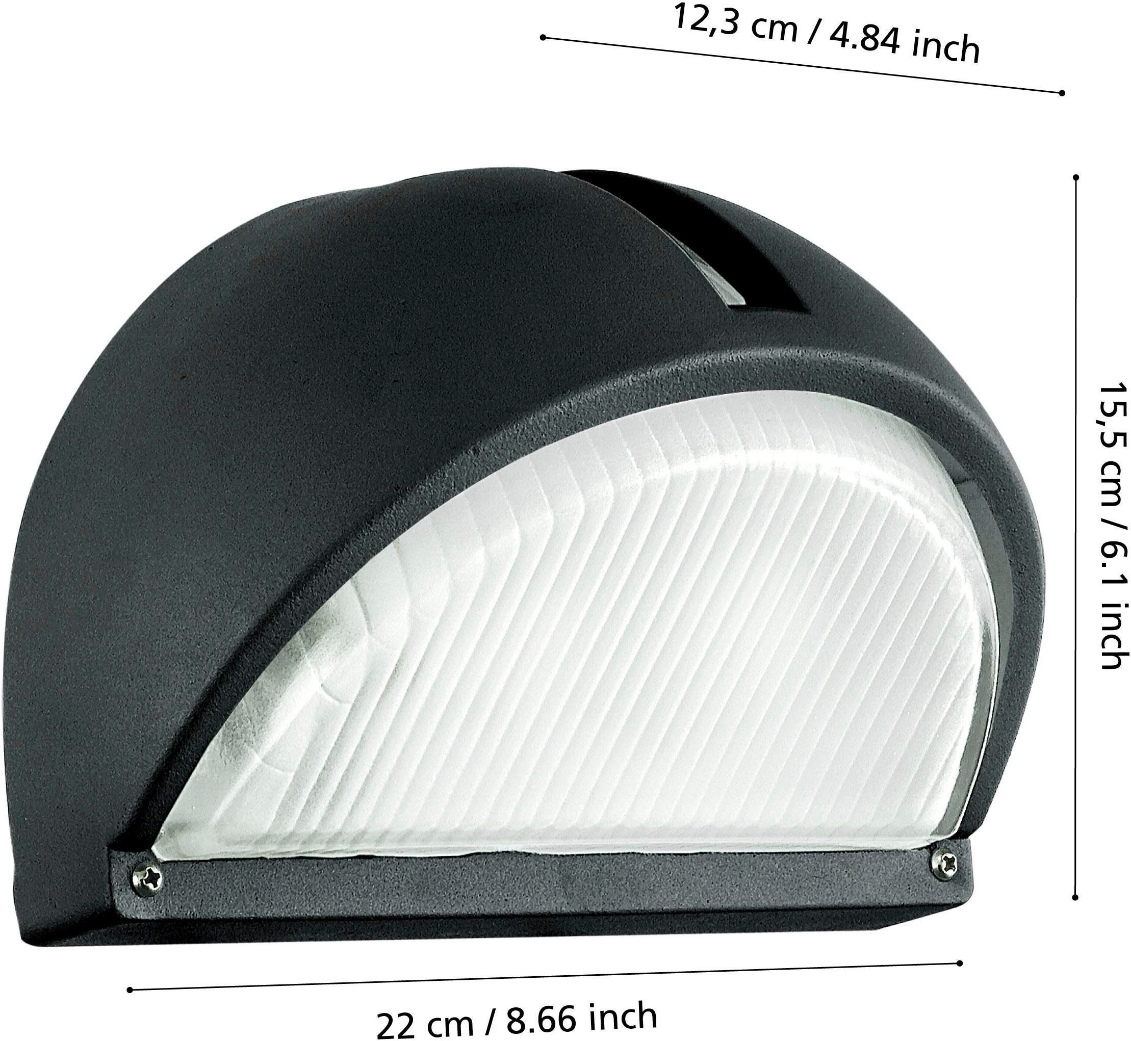 EGLO Wandleuchte »Onja Außen-Wandlampe, Außenleuchte aus Aluguss und Glas, E27, IP44« E27 1 Stk. Wand-/Deckenleuchte - L22 x H15,5 x AL12,5 cm - schwarz - 1X40W exkl.
