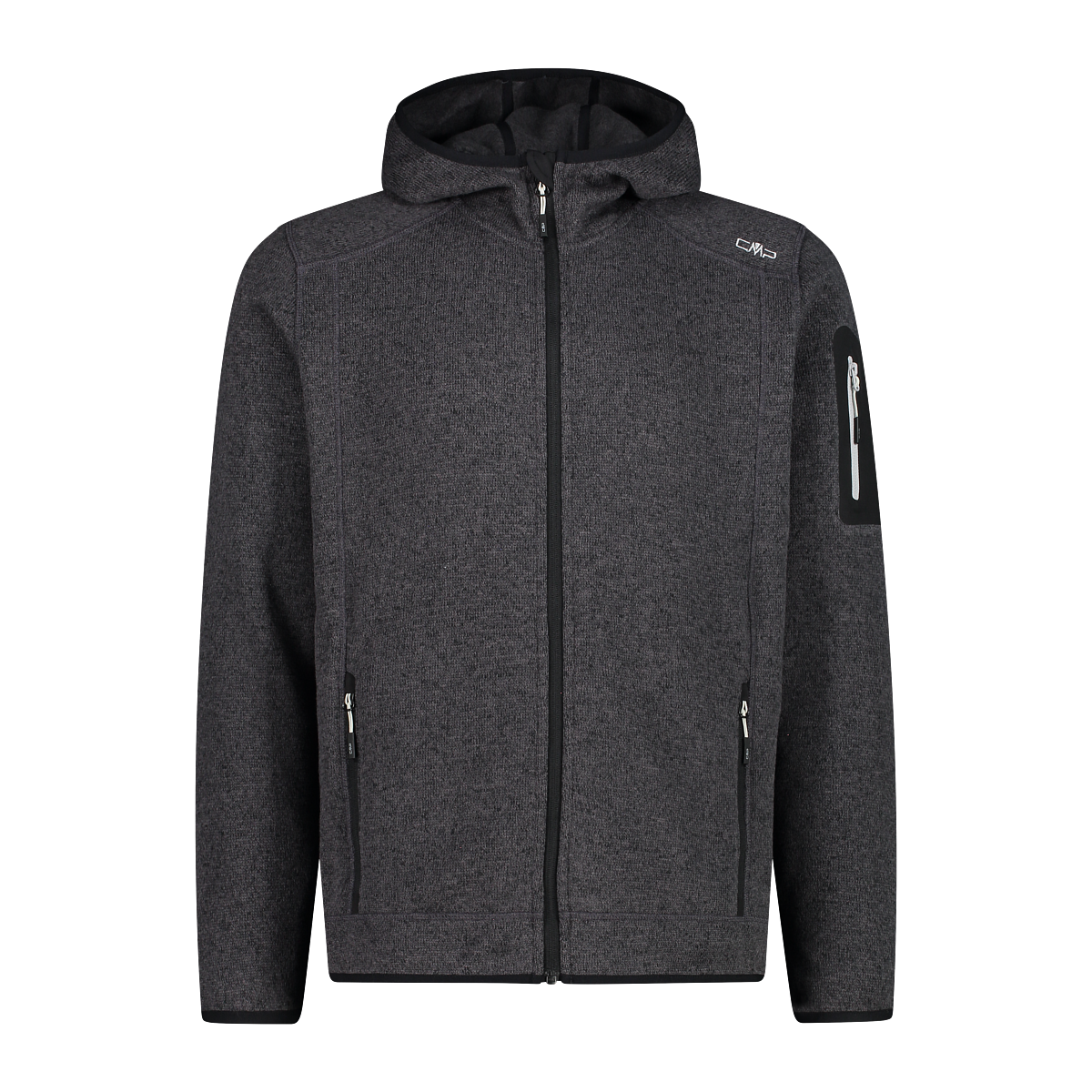 Thumbnail - CMP Strickfleecejacke "MAN JACKET FIX HOOD" 1 Stk. tlg. mit Kapuze atmungsaktiv, wärmend, mit Reißverschlusstaschen und ...