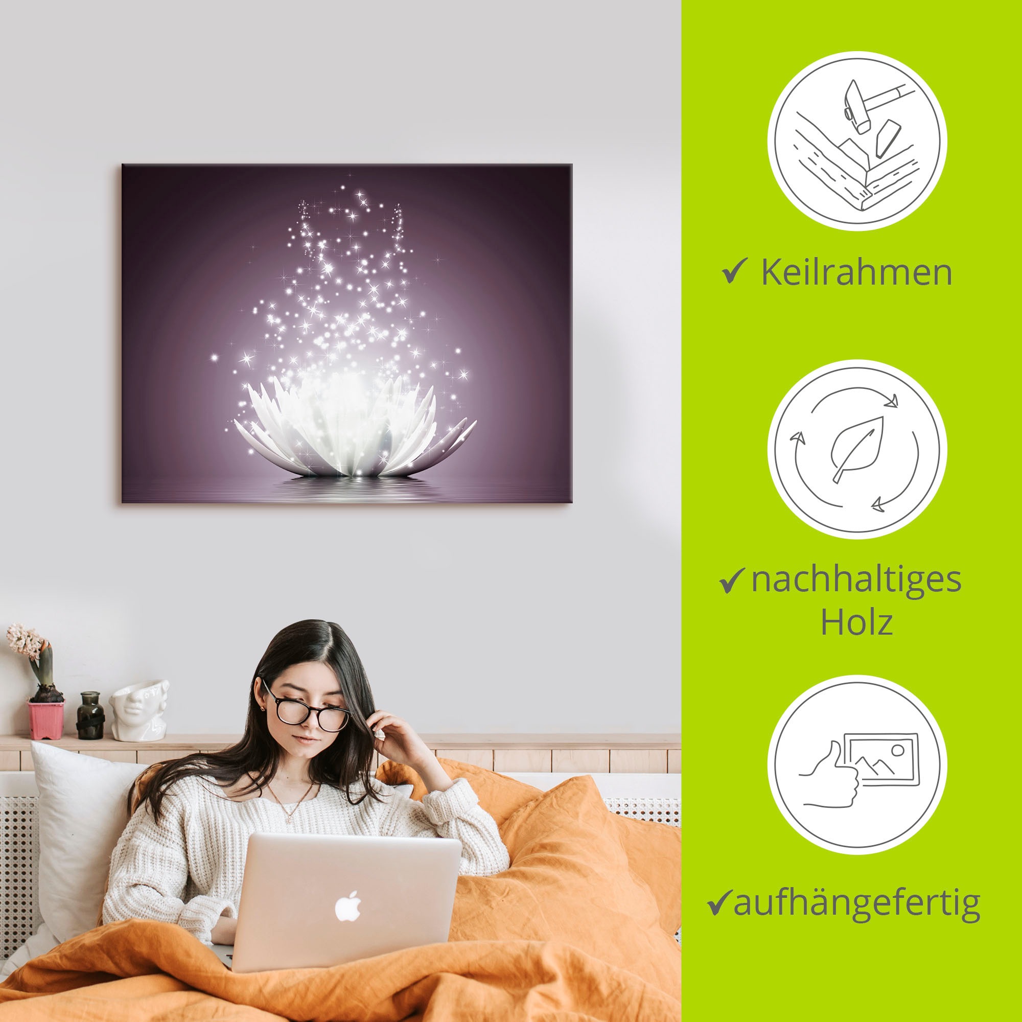 Artland Wandbild »Magie der Lotus-Blume«, Blumen, (1 St.), als Leinwandbild, Poster, Wandaufkleber in verschied. Größen