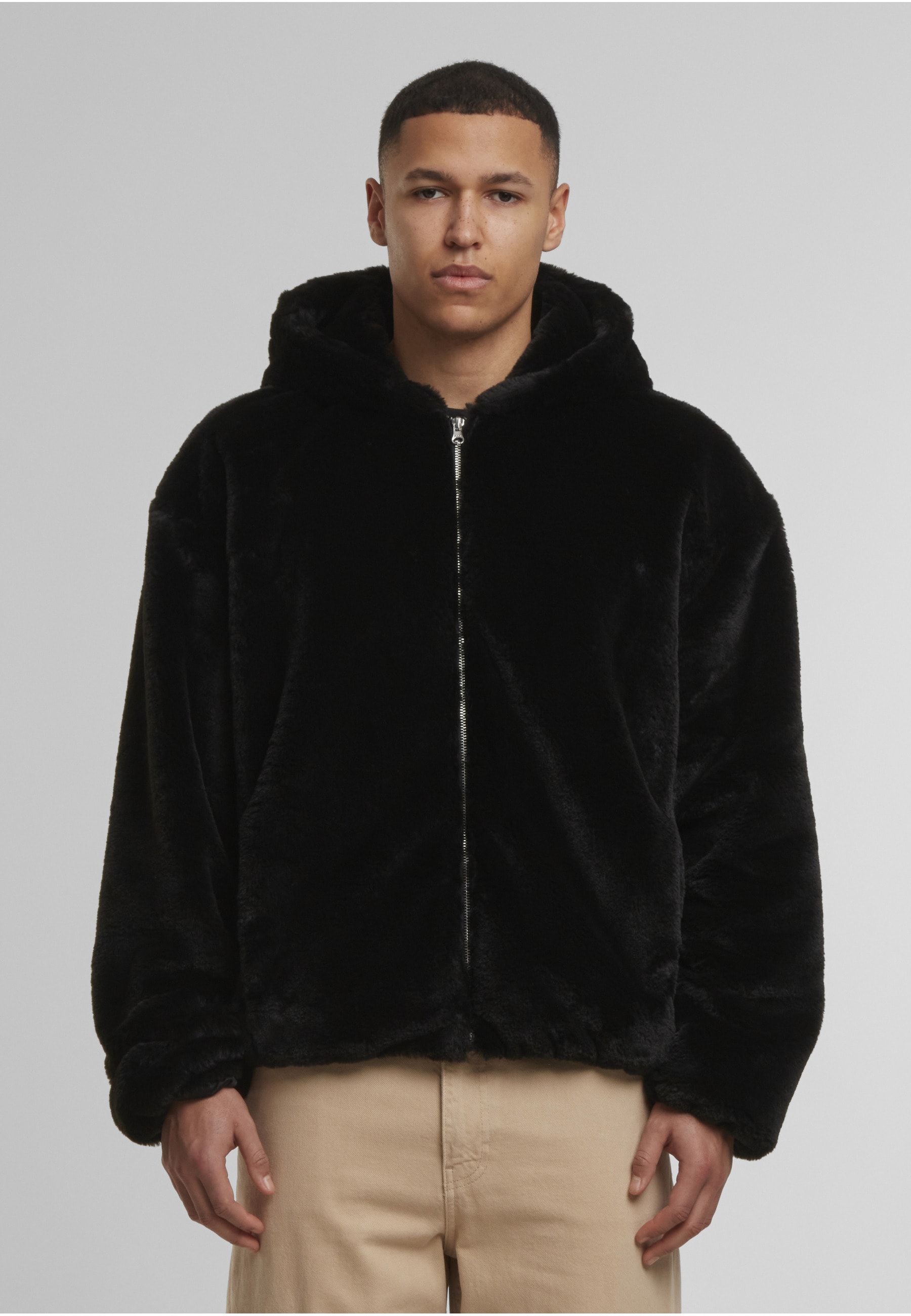 URBAN CLASSICS Wintermantel »Urban Classics Full Zip Faux Fur Hoodie«