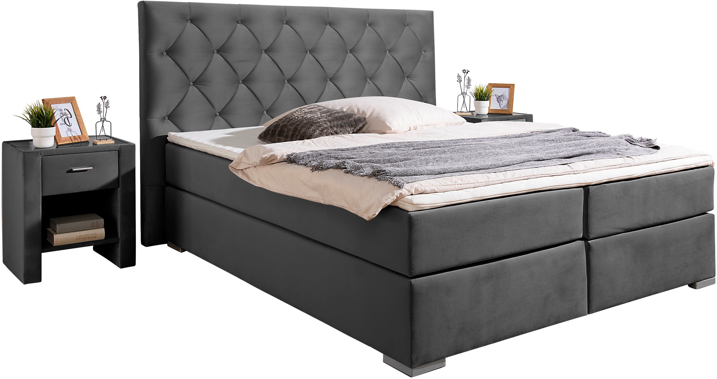 Home affaire Boxspringbett »Chalon, in verschiedenen Breiten«, inkl. Topper, wahlweise in H2, H3 oder H4 erhältlich