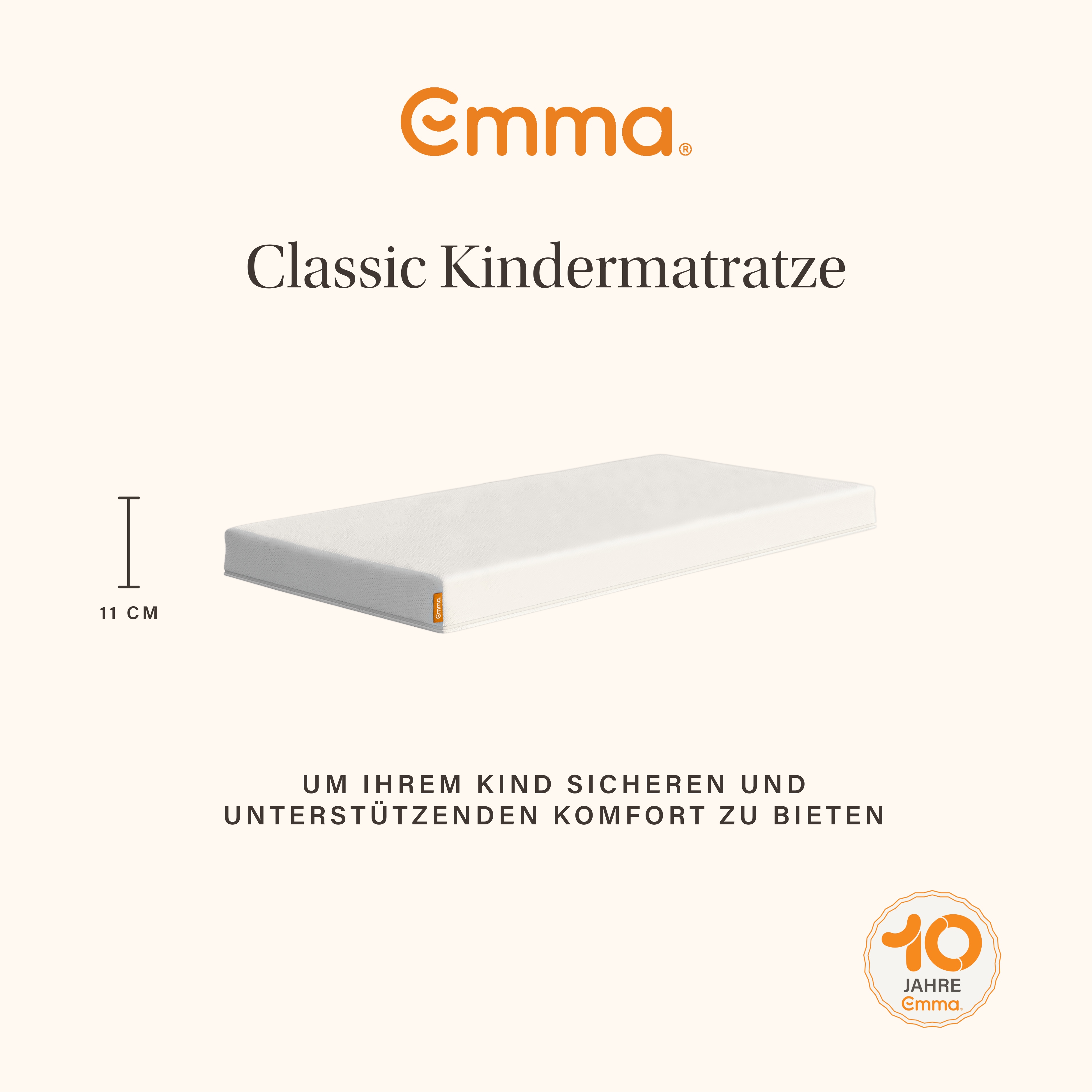Emma Kindermatratze "Emma Kindermatratze, atmungsaktiv & waschbar bei 60C" 11 cm hoch Raumgewicht: 36 kg/m³ 1-tlg., 1 Stk. tlg. 60 x 120cm & 70 x140cm, Stiftung Warentest " SEHR GUT (1,5)" getestet