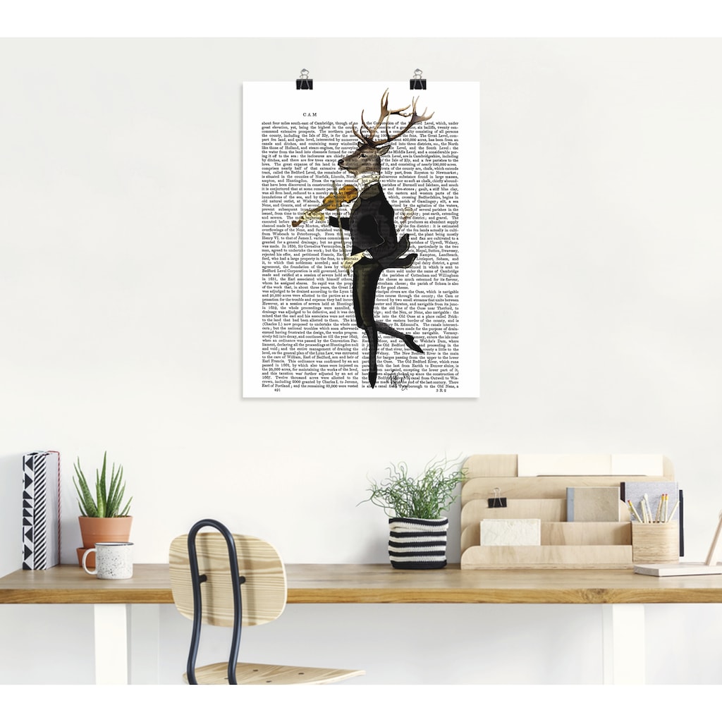 Artland Wandbild »Tanzender Hirsch mit Violine«, Humor, (1 St.)