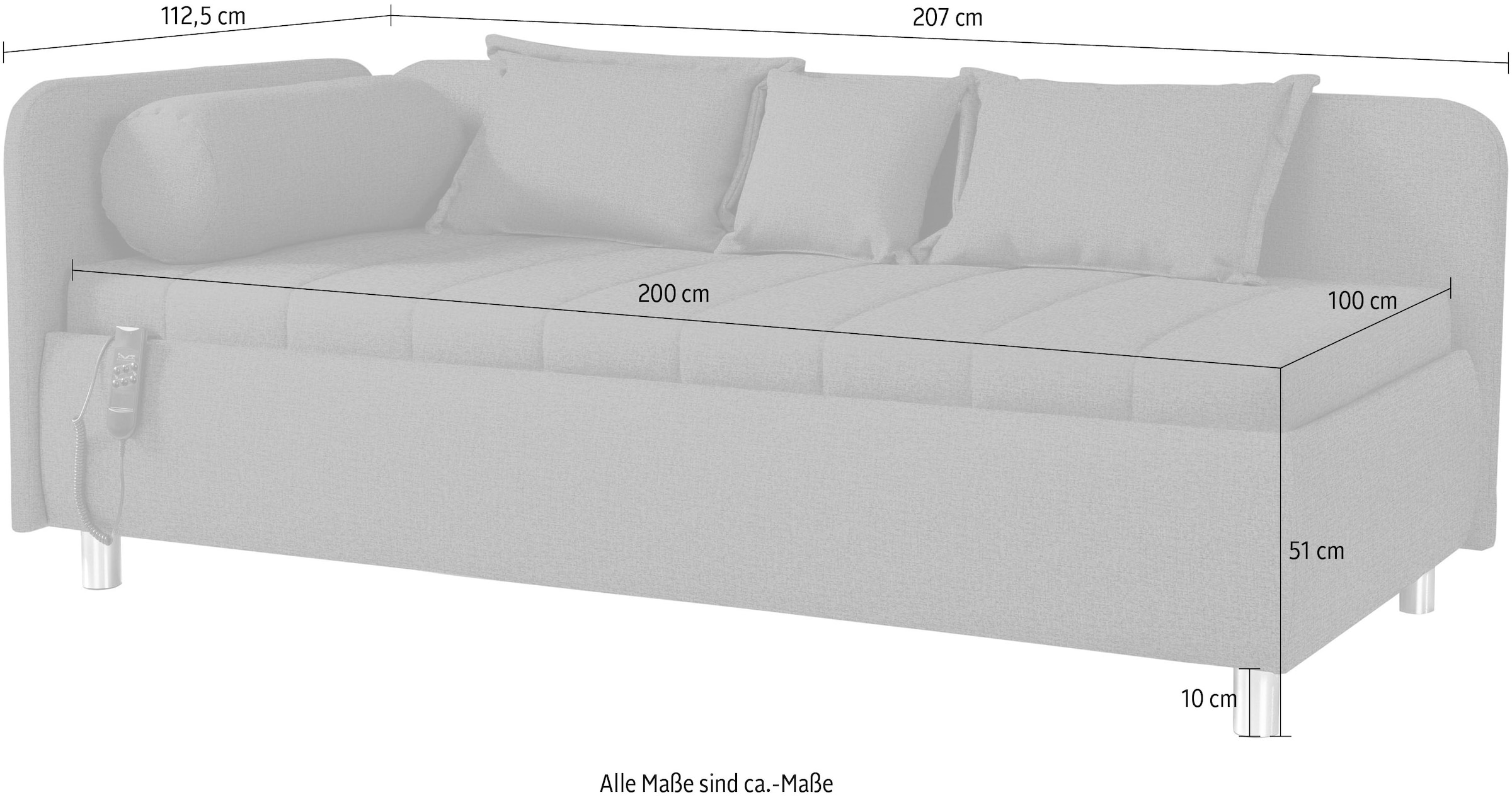 alina Schlafsofa »Kiana«, mit Bettkasten und Zierkissen, Liegefläche 90/200 cm oder 100/200 cm