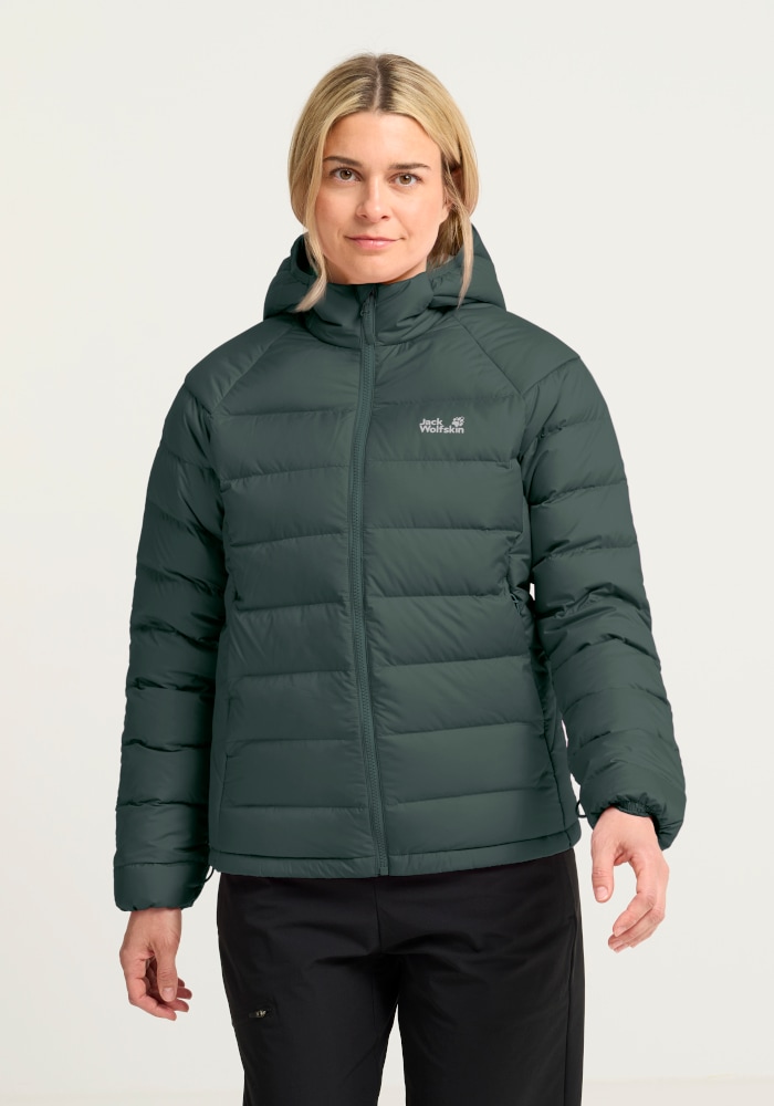 Jack Wolfskin Daunenjacke "WILD PASS DOWN HOODY W RDS" mit Kapuze Daunenjacke mit Kapuze, warm, wind- und wasserabweisend