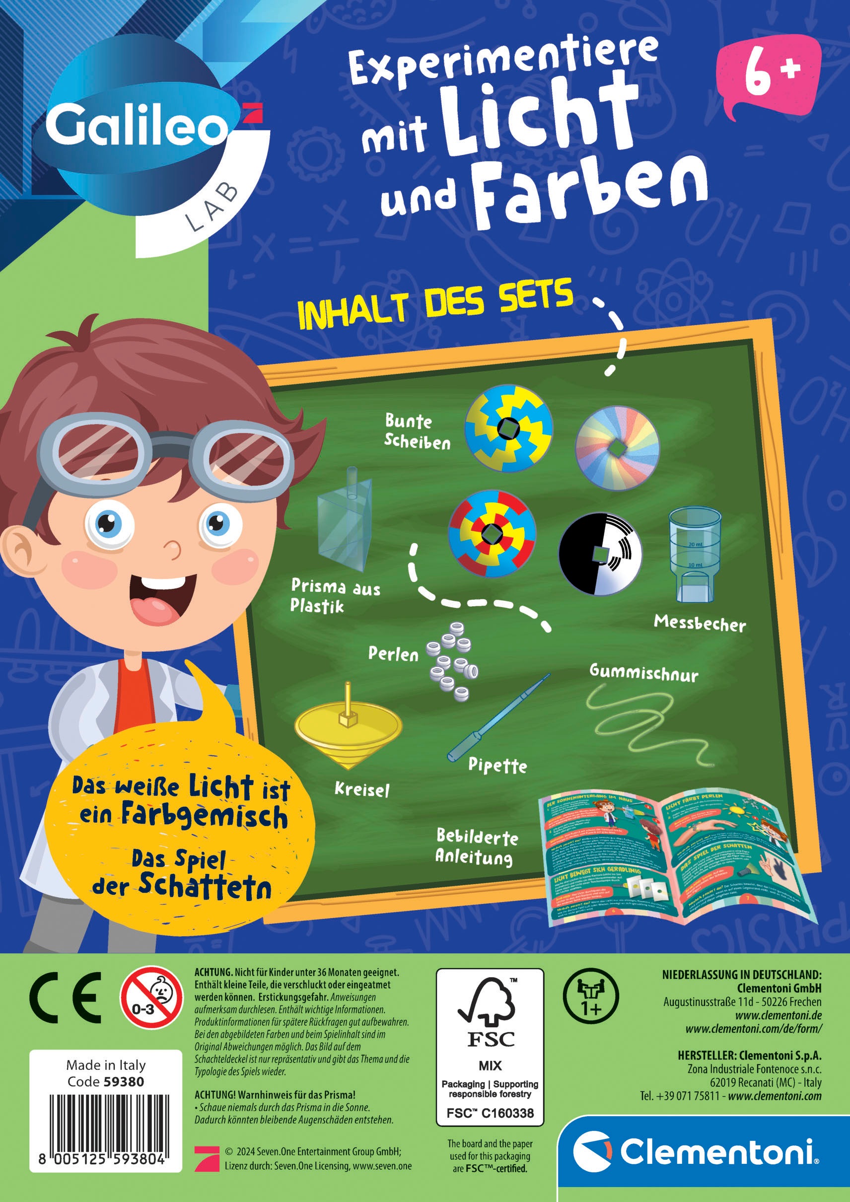 Clementoni® Experimentierkasten »Galileo Lab, Experimentiere mit Licht und Farben«, Made in Europe