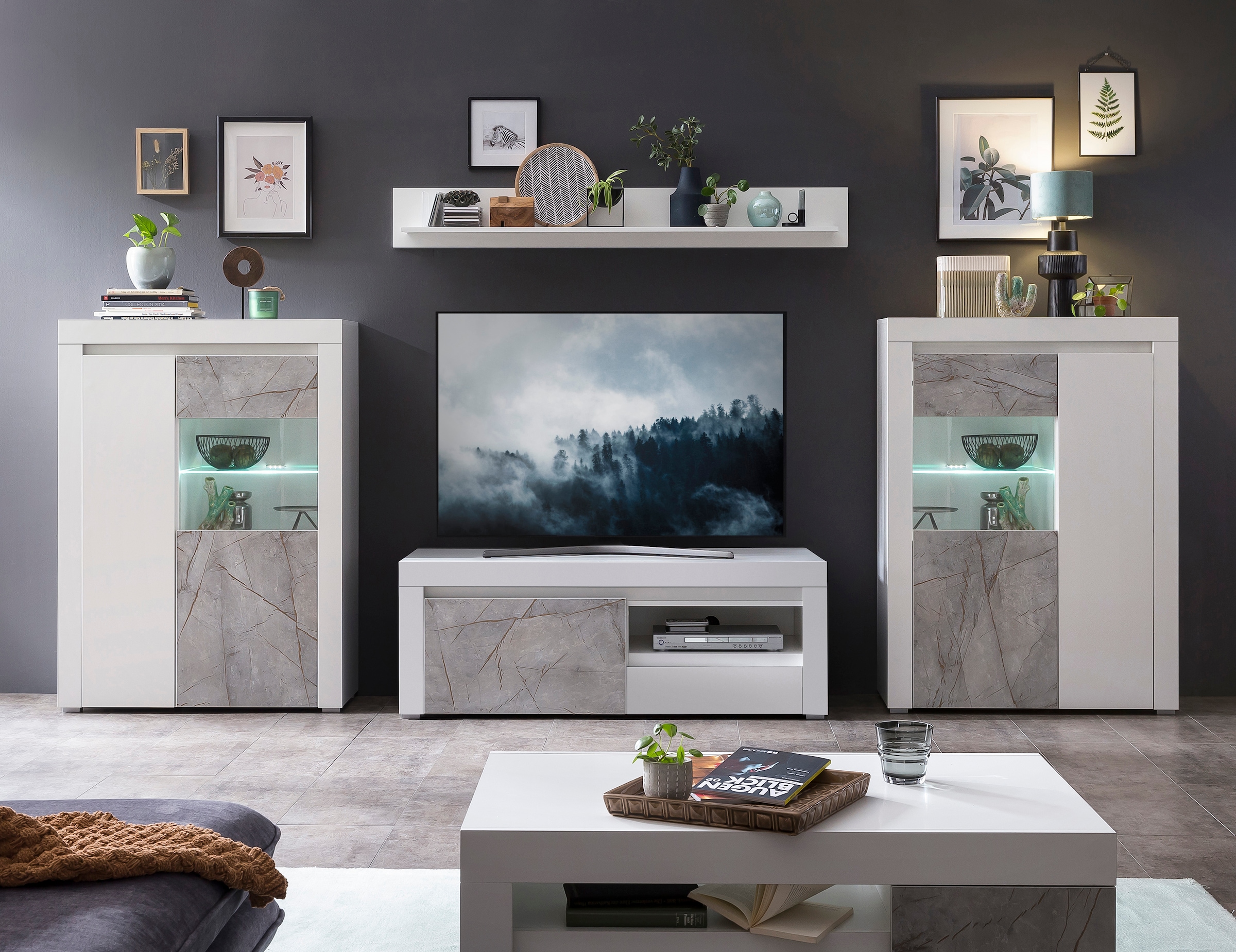 Home affaire Lowboard »Stone Marble«, mit einem edlen Marmor-Optik Dekor,  Breite 140 cm kaufen | BAUR