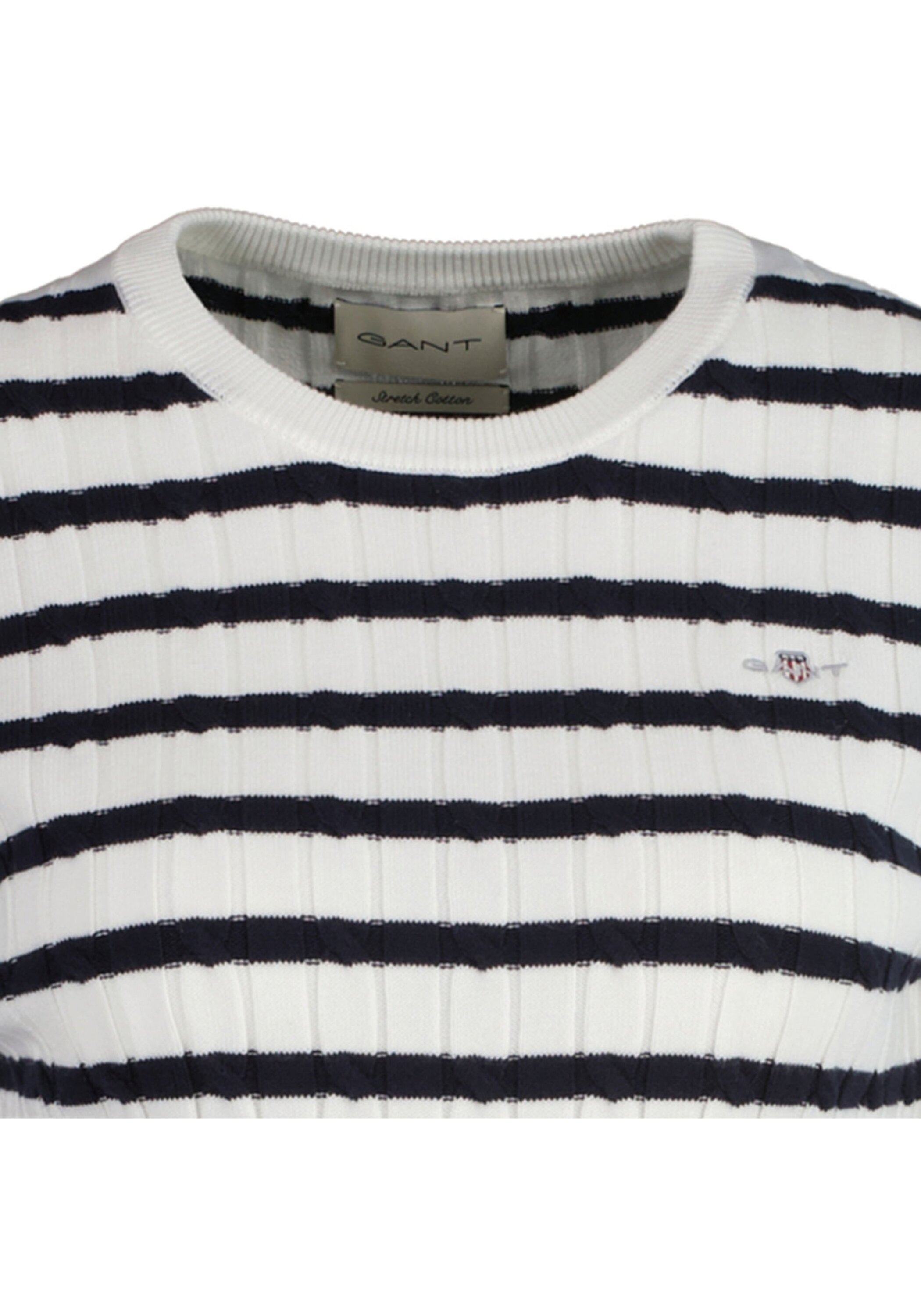 Gant Sweater »Strickpullover STRETCH COTTON CABLE STRIPE C-NECK«