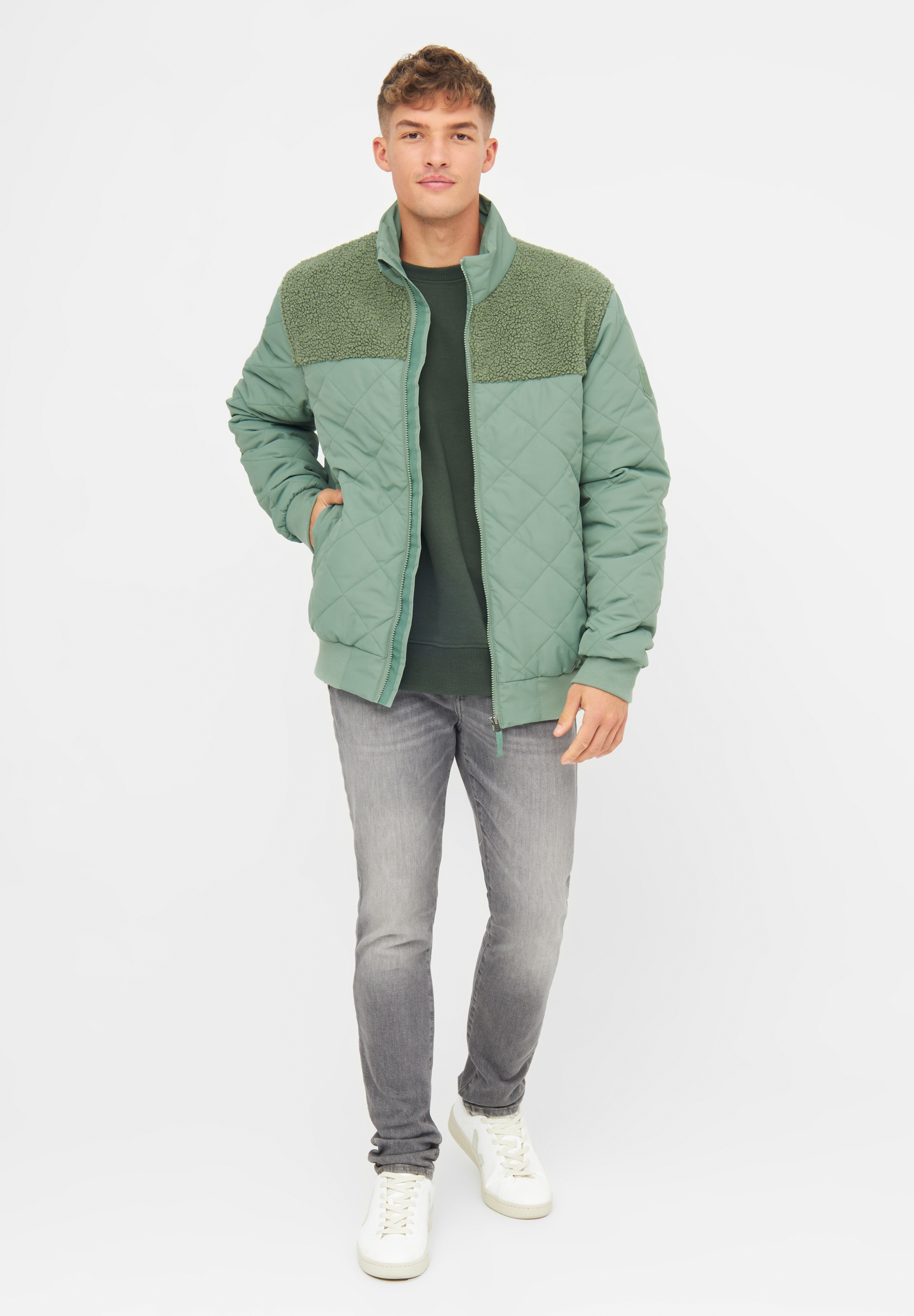Derbe Fleecejacke »Quiltholm«, gesteppt, Fleece im oberen Anteil, silberne Details