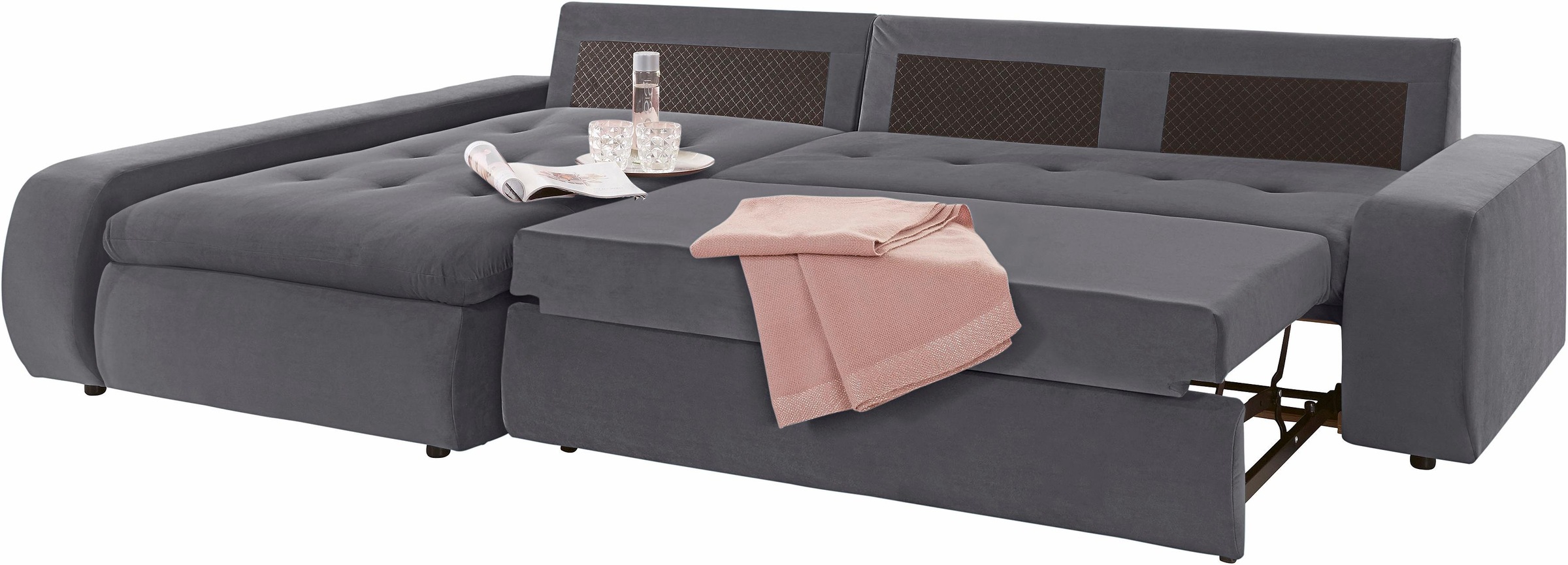 TRENDMANUFAKTUR Ecksofa »Indie II, tolle Detailverarbeitung, bequem und komfortabel im Sitz«, XL und XXL, wahlweise mit Bettfunktion, L-Form