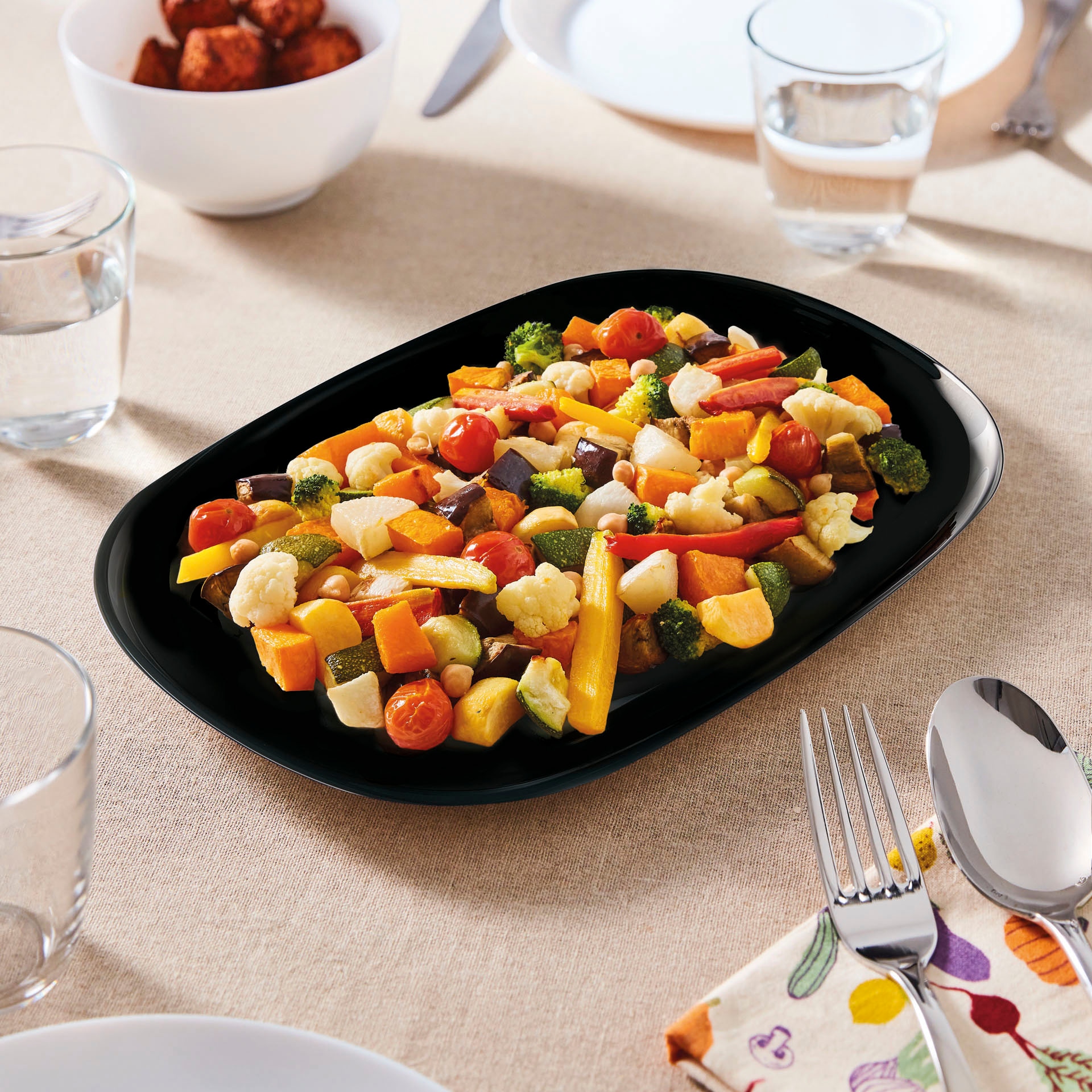 Luminarc Steakteller »Essteller Italien Party« Teller Set für 6 Personen, extra resistent, schwarz, Opalglas