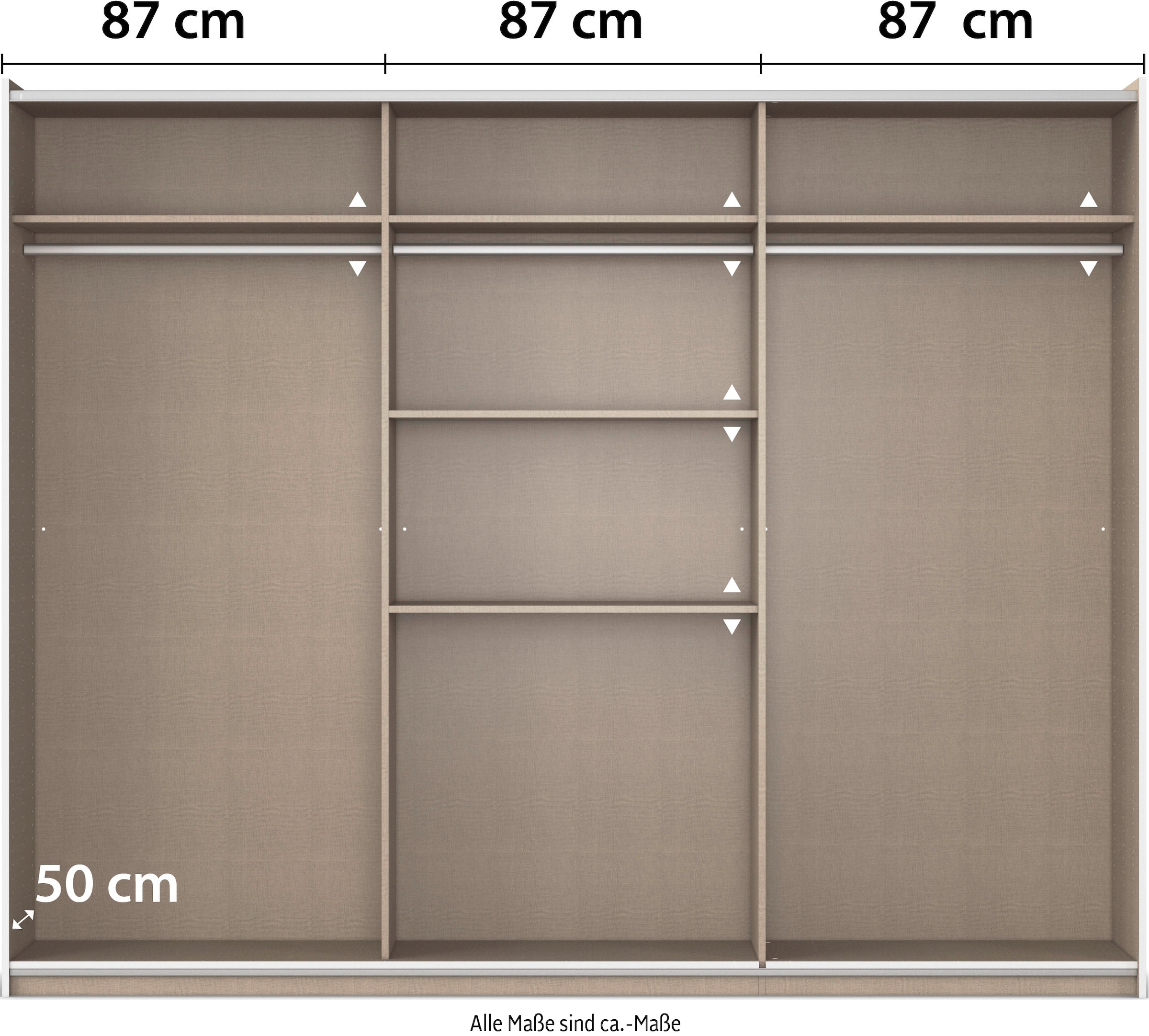 rauch Schwebetürenschrank »Kleiderschrank Garderobe TOPSELLER AURELIO mit 3 Ausstattungsvarianten«, 3 verschiedene Ausstattungsvarianten Griffe aus Metall MADE IN GERMANY