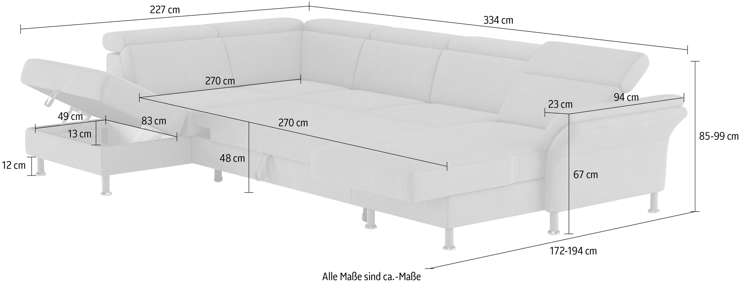 Home affaire Wohnlandschaft »Calypso U-Form«, wahlweise mit motorischer Relaxfunktion
