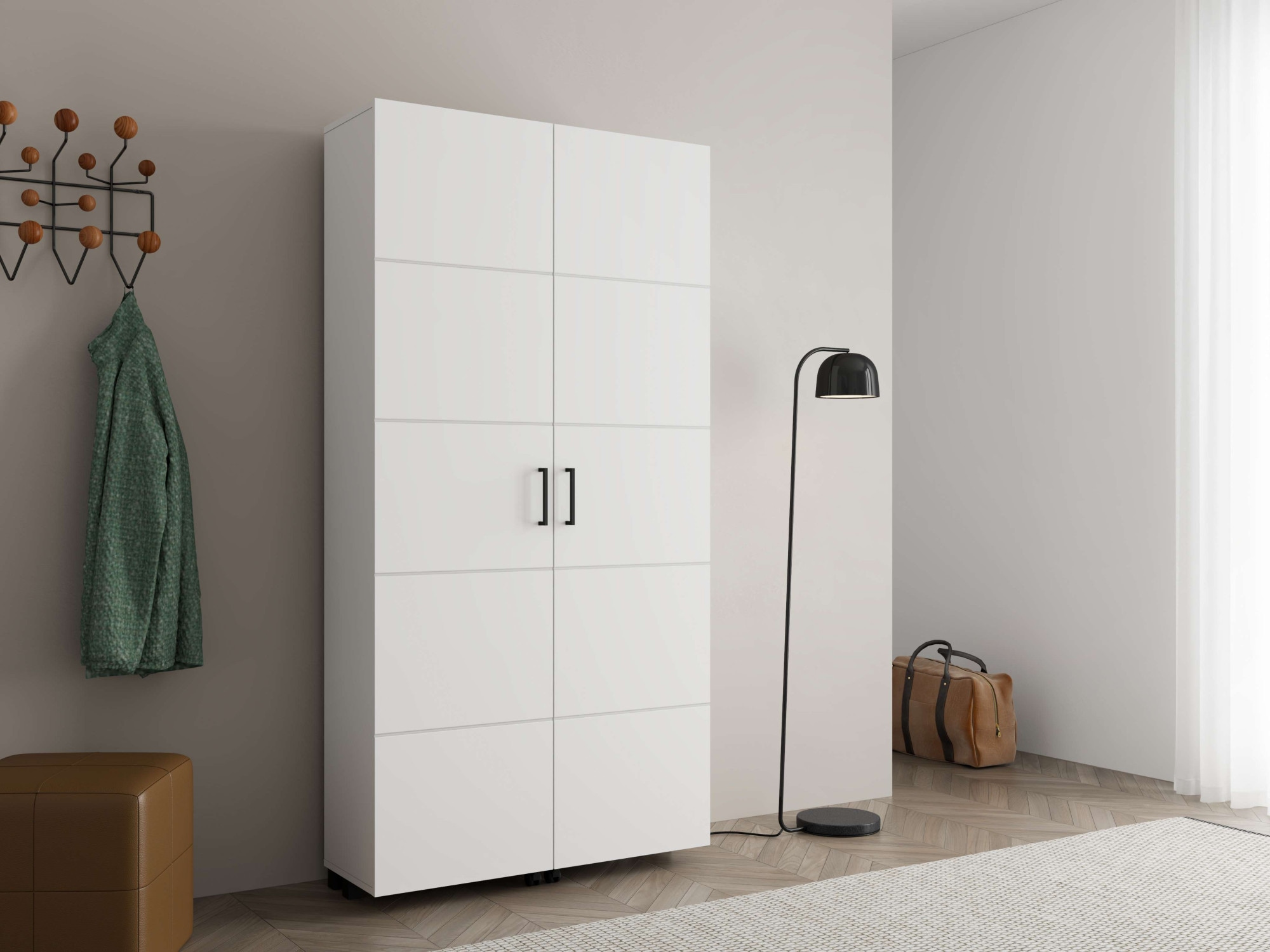 Home affaire Schuhschrank "Islay, Drehtüren auf Rollen, B/T/H: 91,6/32,4/184,4 cm" Schuhkommode mit Platz für ca. 40 Paar Schuhe bis Gr. 40