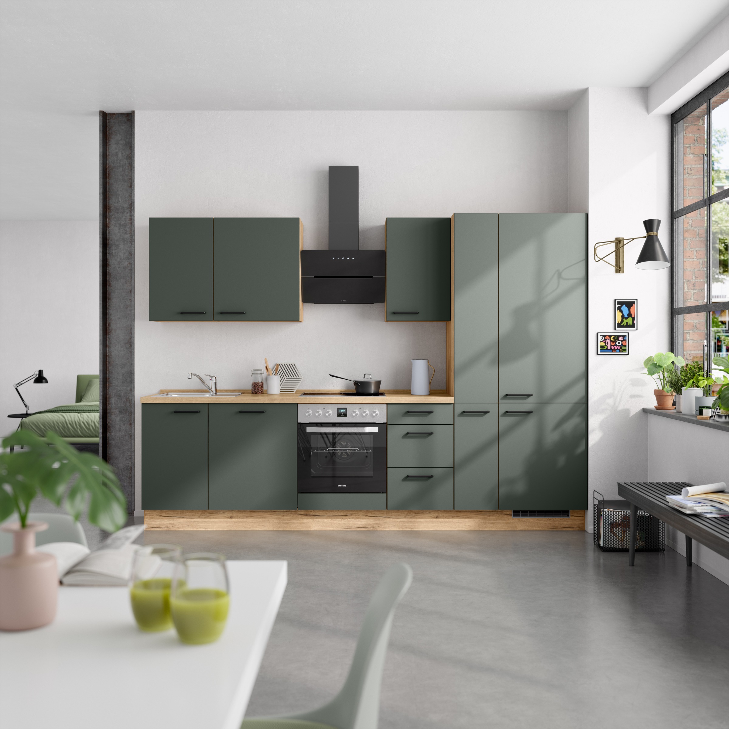 nobilia® Küchenzeile »"Easytouch II"« vormontiert, Ausrichtung wählbar, Breite 300 cm, wahlw. mit E-Geräten