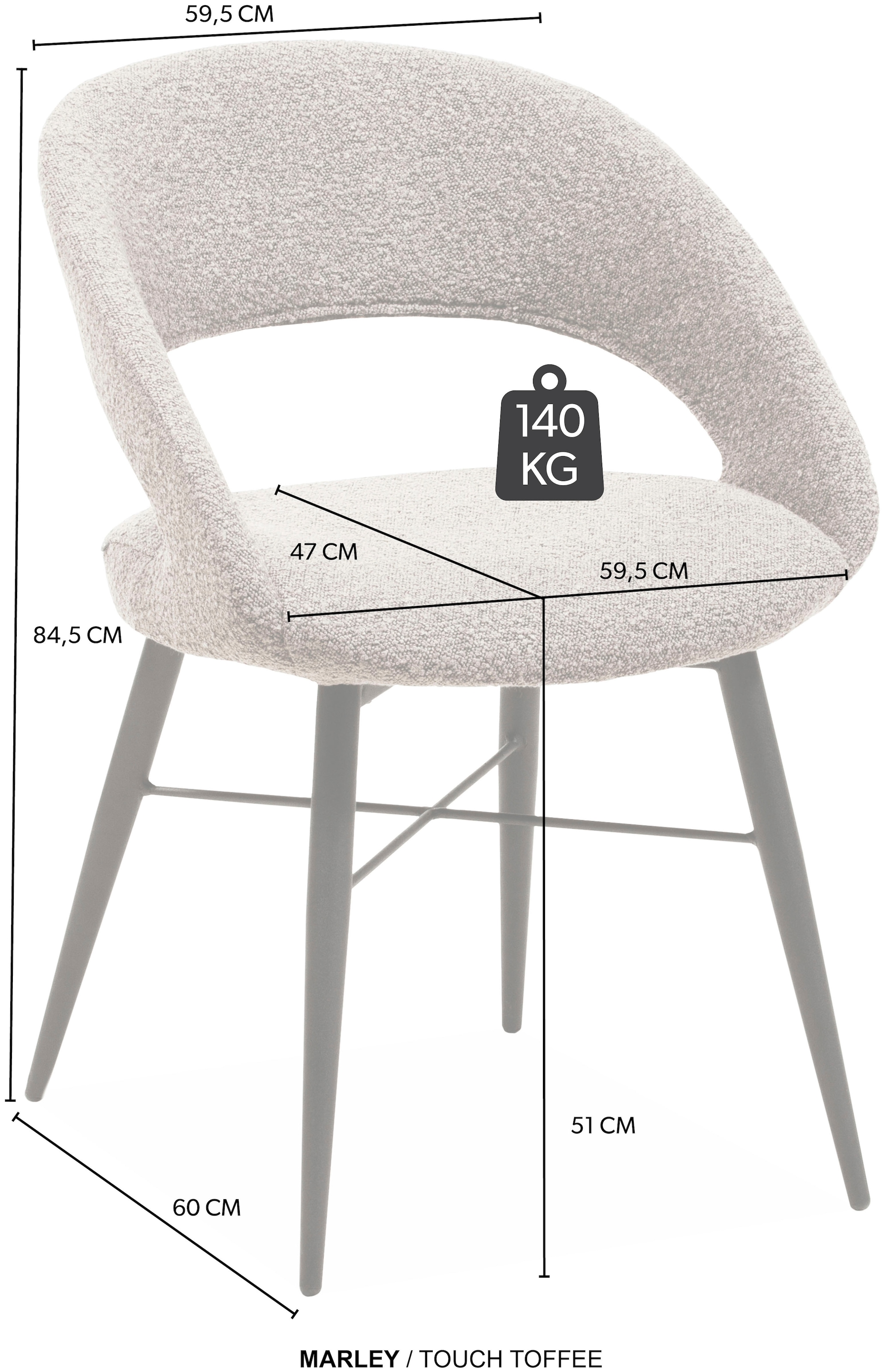 OMG Design Esszimmerstuhl »Marley«, (Set), 2 St., Stoff, mit modernem Cut-Out, Bouclé Bezug
