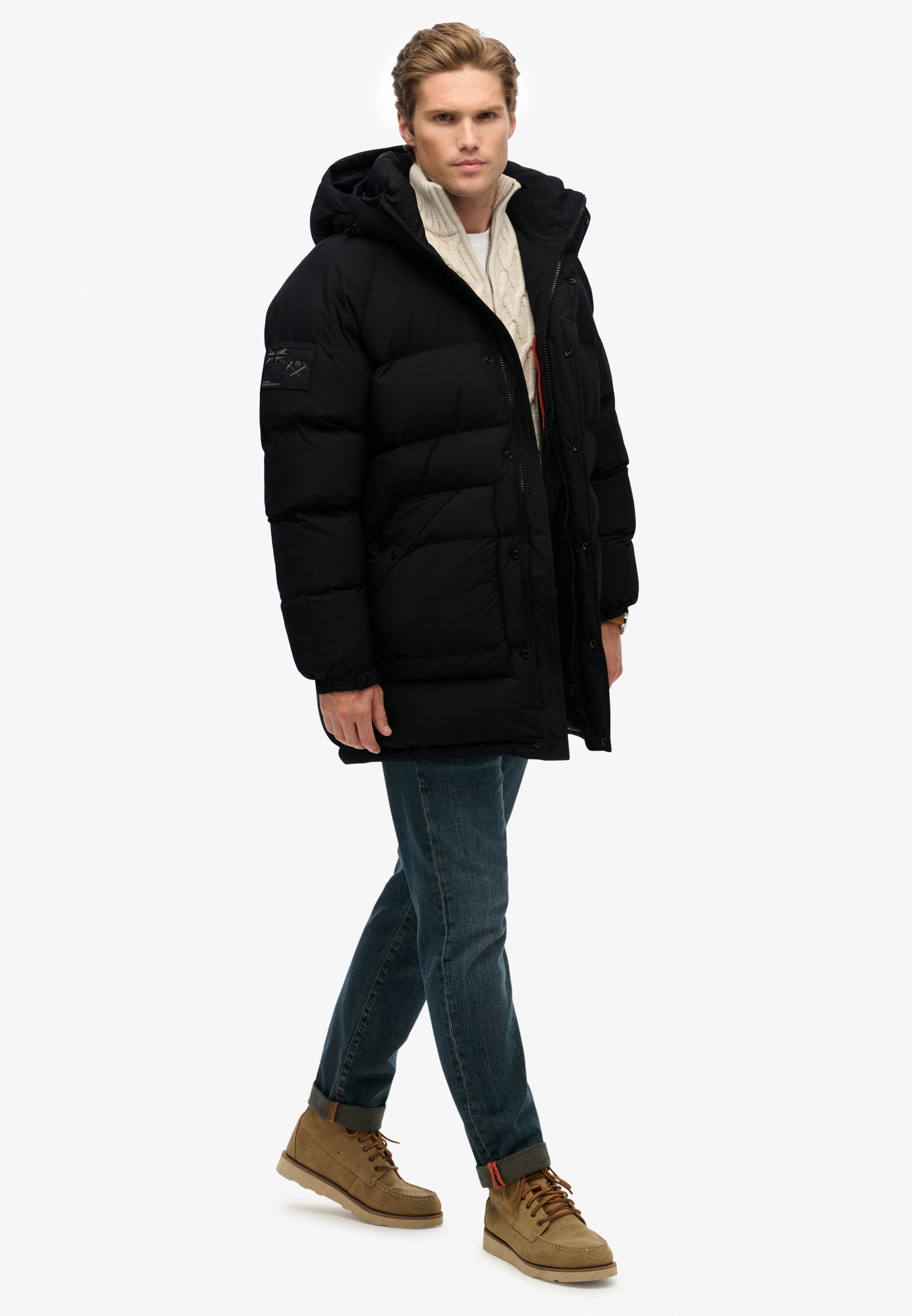 Superdry Steppjacke »XPD LONGLINE BAFFLE PARKA« mitKapuze