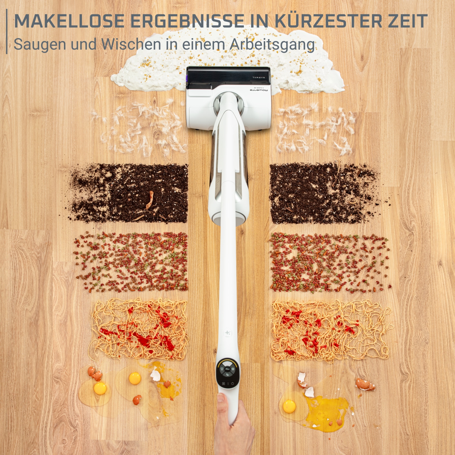 Rowenta Nass-Trocken-Akkusauger »X-Clean 10, Saugen und Wischen, lange Laufzeit, LED-Bildschirm«, selbstreinigend und -trocknend, geeignet für Hartböden, GZ7540