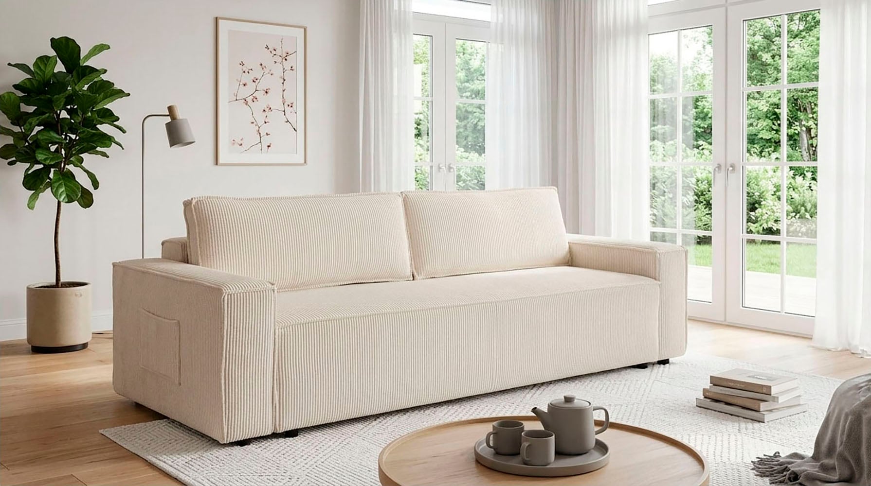 OTTO home Schlafsofa »CASSI 3-Sitzer, 240 cm - OTTO. Verlässliche Qualität.« Schlaffunktion (134/200), Bettkasten, Cord, Unser Tiefpreis
