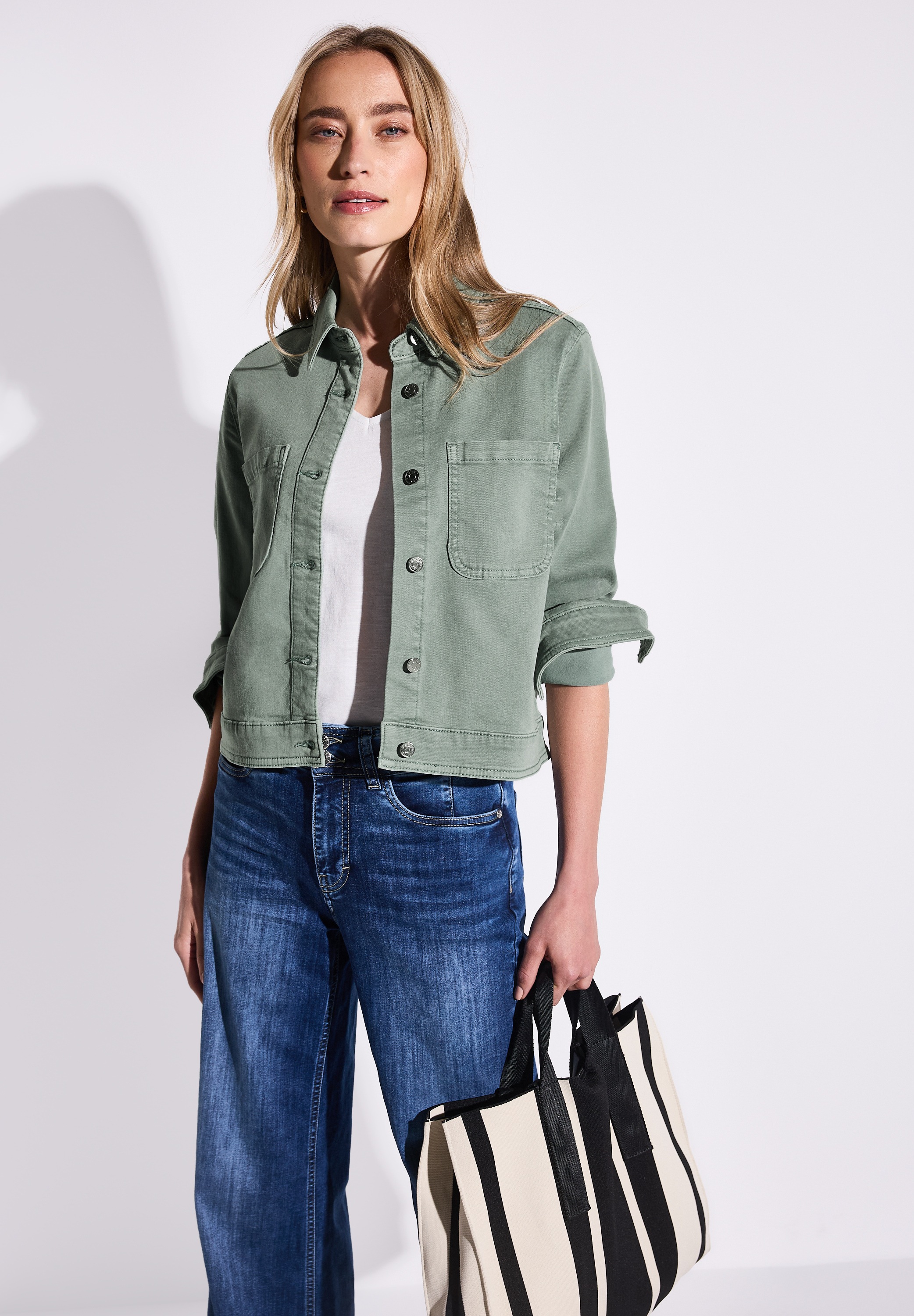 STREET ONE Jeansjacke ohne Kapuze mit Knopfleiste