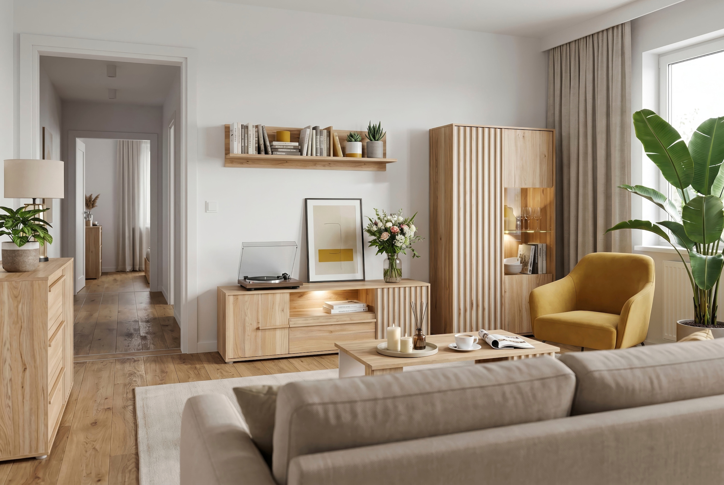 FORTE Highboard »Forte Arank Highboard, Glastüre, Beleuchtung optional bestellbar«