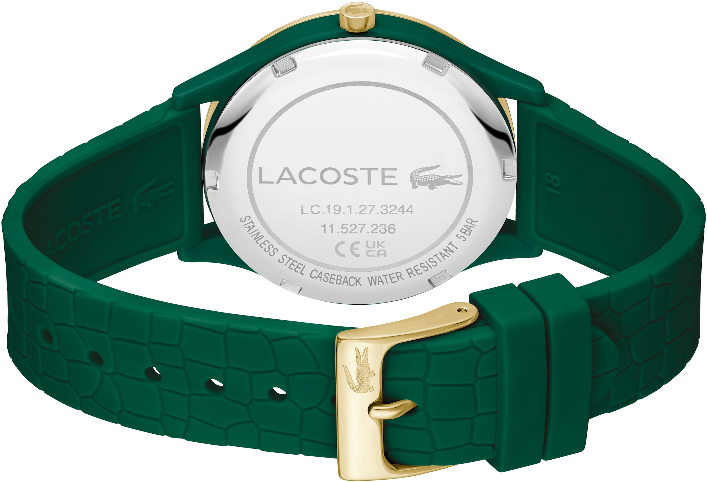 Lacoste Quarzuhr »CROCODELLE, 2001247«, Armbanduhr, Damenuhr, Mineralglas, analog, Silikonarmband