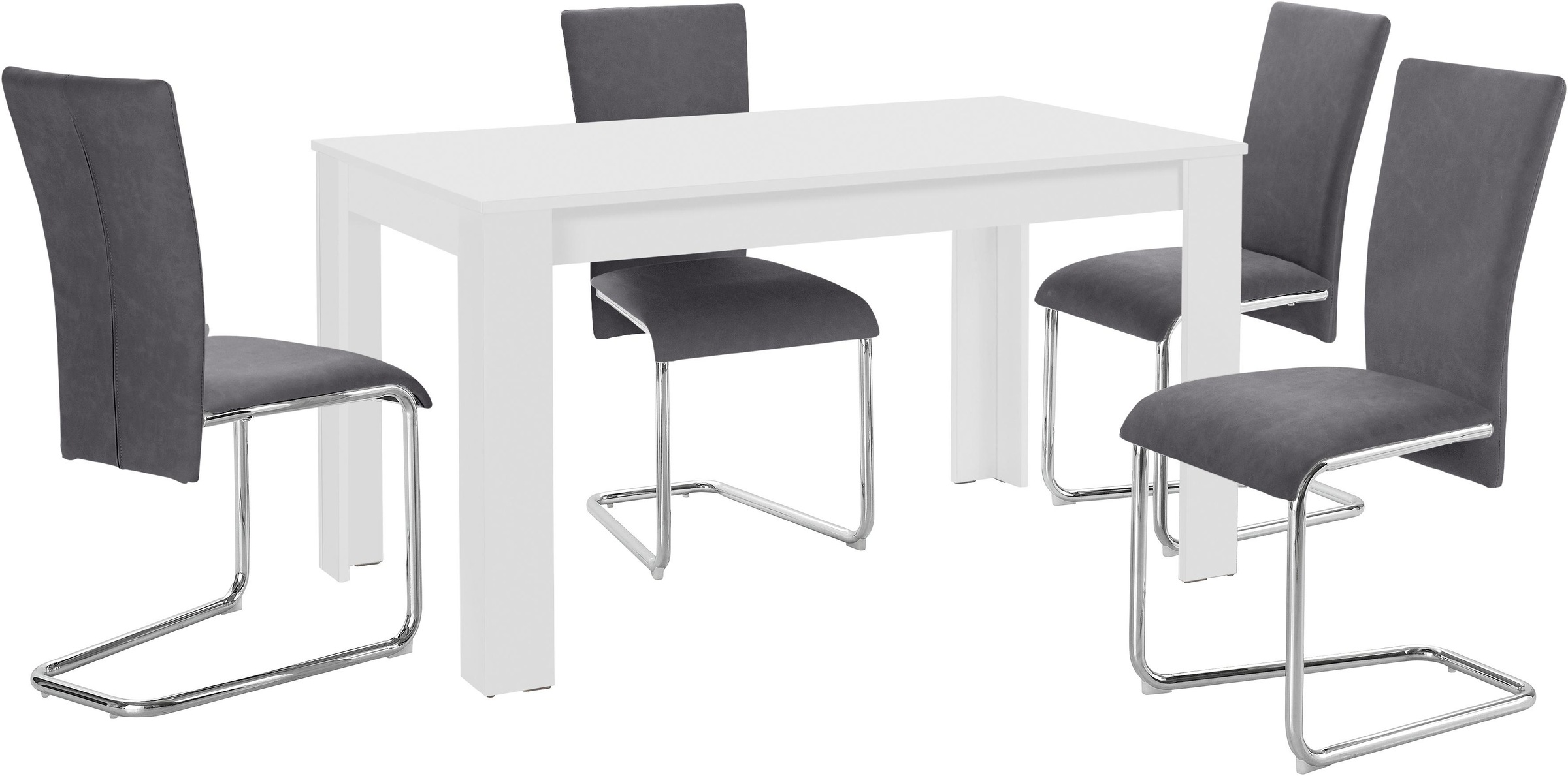 Homexperts Essgruppe »Nick3-Mulan«, (Set, 5 tlg.), mit 4 Stühlen, Tisch in weiß, Breite 140 cm