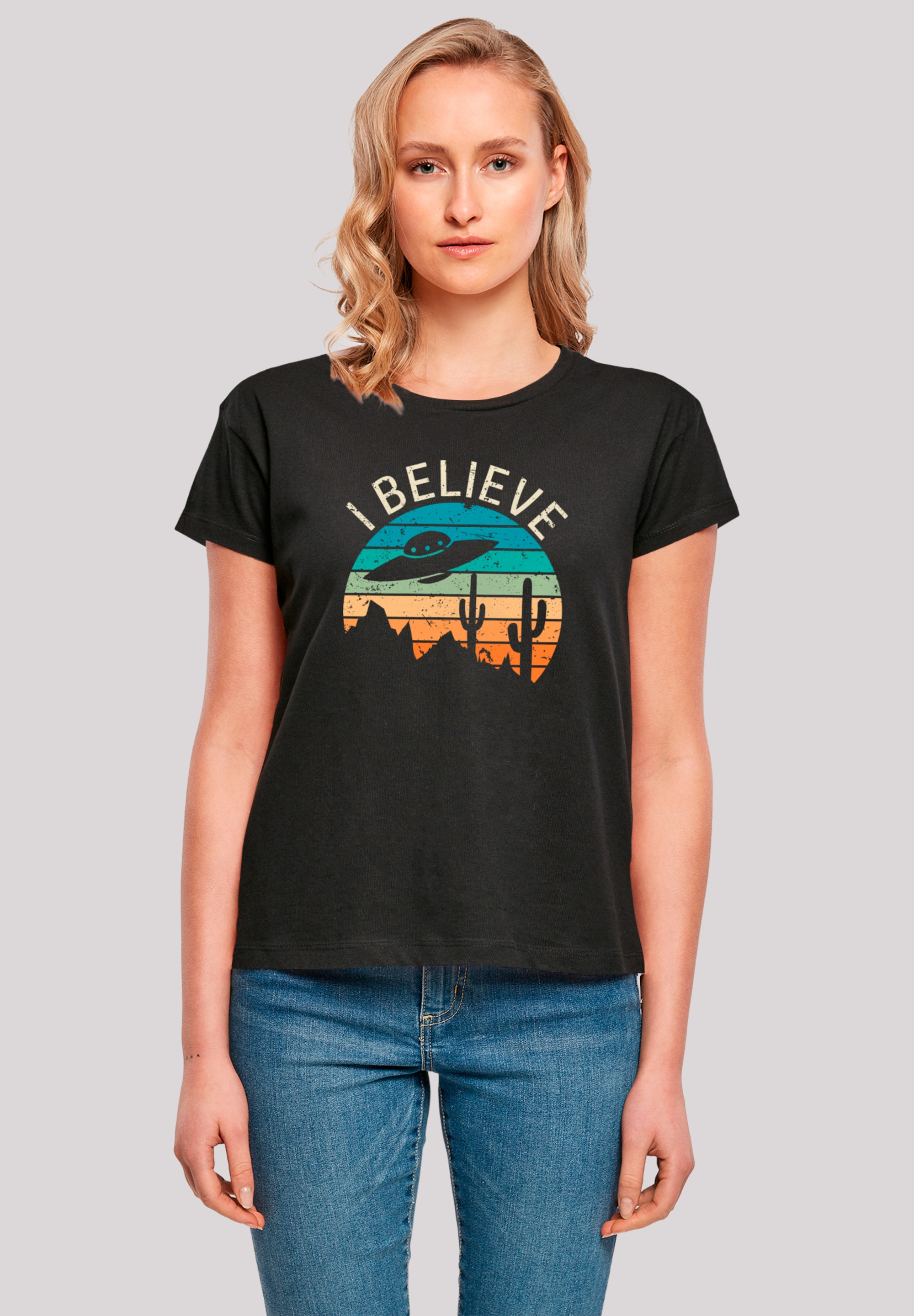 F4NT4STIC T-Shirt "I Believe UFO Alien Sunset", Premium Qualität günstig online kaufen