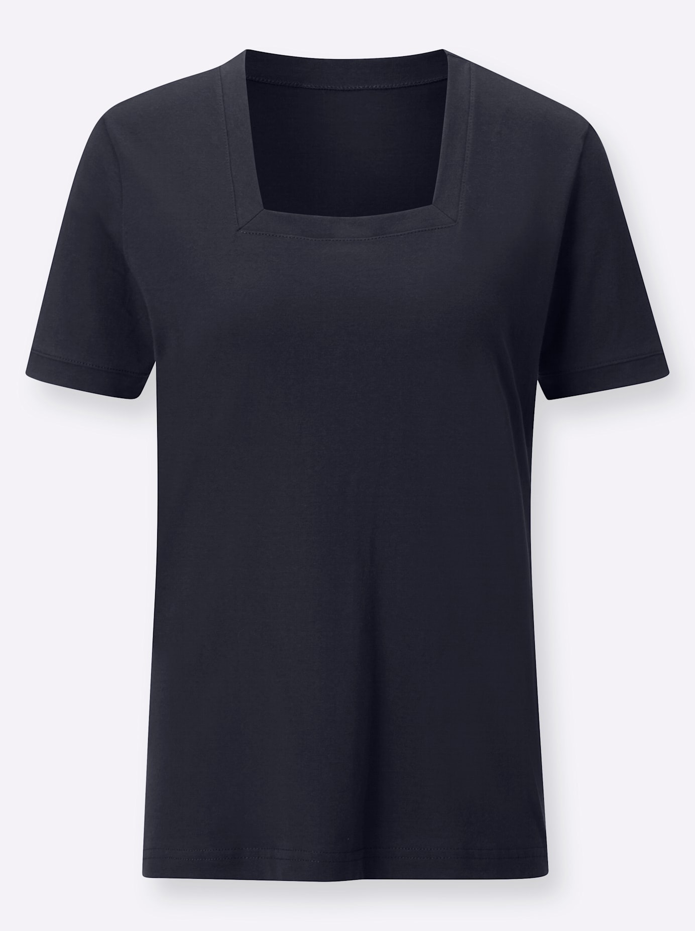 Kurzarmshirt CASUAL LOOKS "Shirt", Damen, Gr. 48, blau (marine), 100% Baumwolle, unifarben, eckiger Ausschnitt, Shirts 3