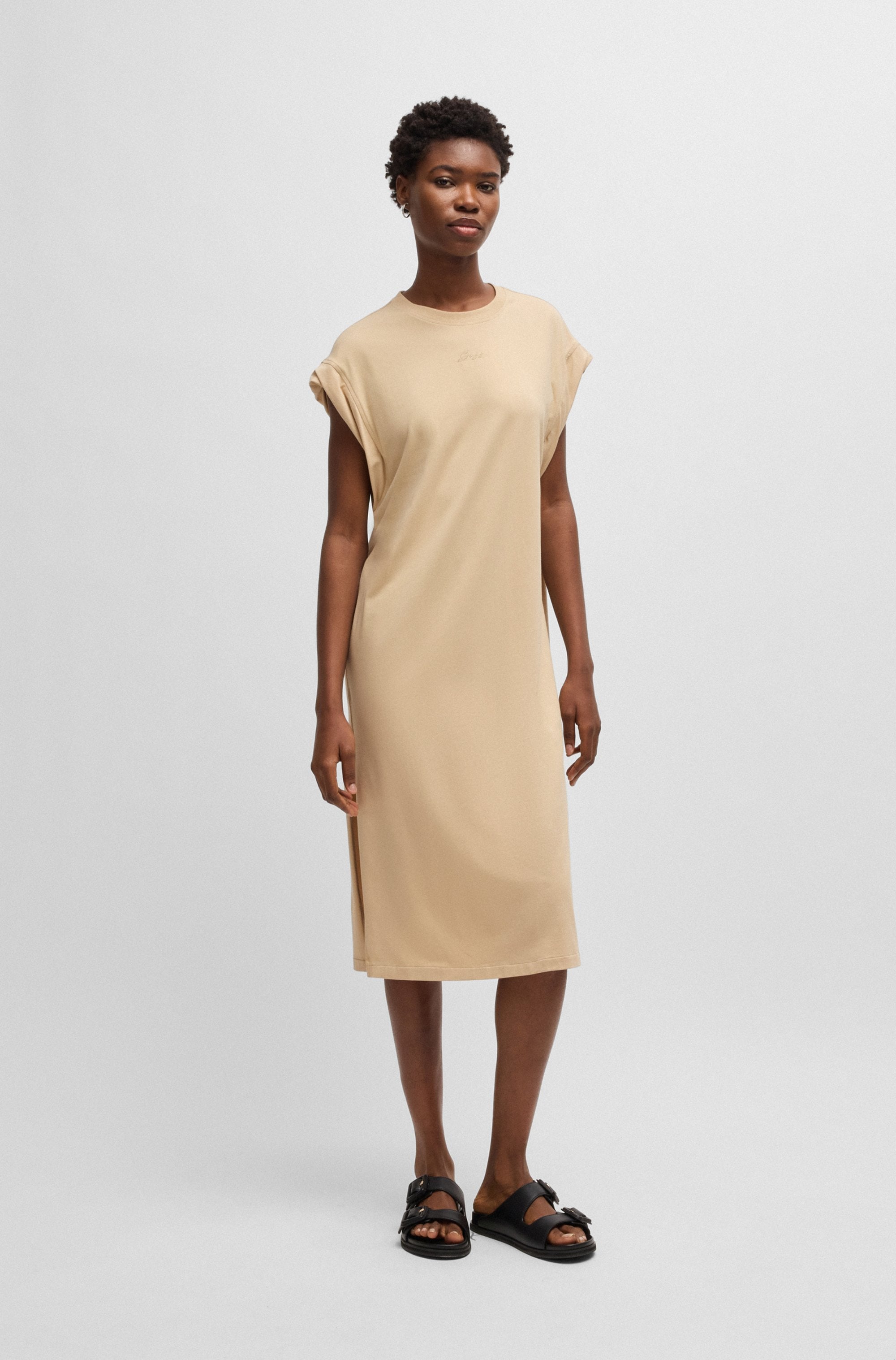 BOSS ORANGE Jerseykleid »C_Edress_5«, mit Schlitzen, Logoschriftzug
