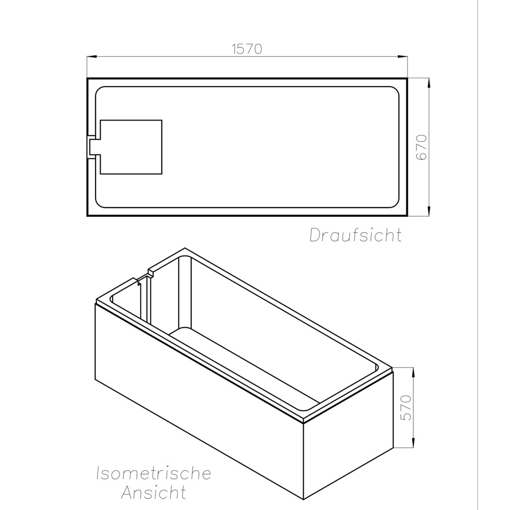 OTTOFOND Einbauwanne »Körperformwanne«, (Set, 4 tlg.)