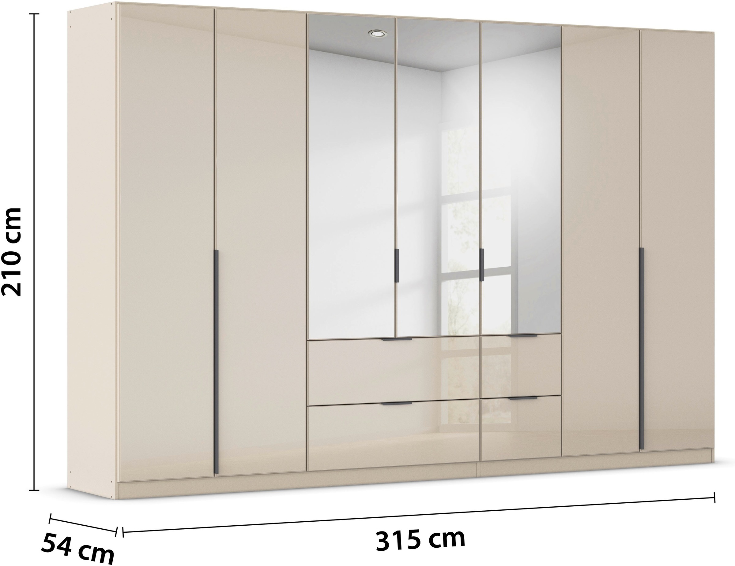 rauch Drehtürenschrank »Kleiderschrank Kleiderschränke Schrank Garderobe AGORDO mit Glasfront«, (in zwei Griff-Farben, Breiten 91-360 cm), mit Außenschubkästen, in 7 Breiten und 2 Höhen MADE IN GERMANY