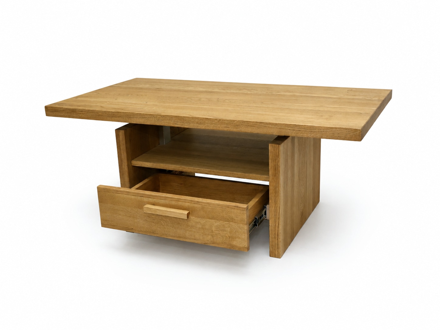 OTTO home Couchtisch »Ravenna, Kaffeetisch« Wildeiche Natur/Smoke massiv, Liftfunktion, Schublade, Ablage