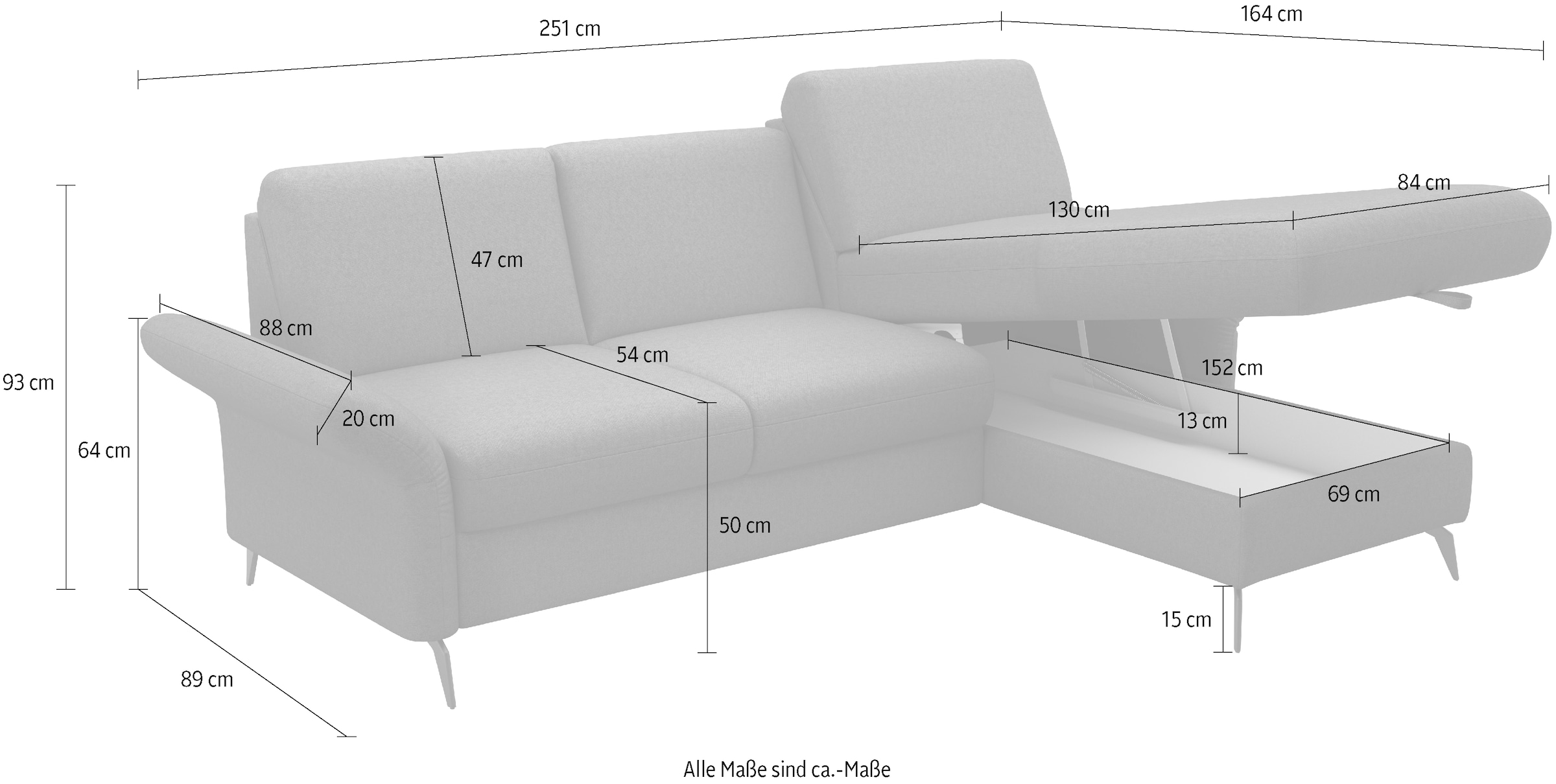 Home affaire Ecksofa »Rochelle«, optional: Armteilverstellung, klappbar, Bettkasen