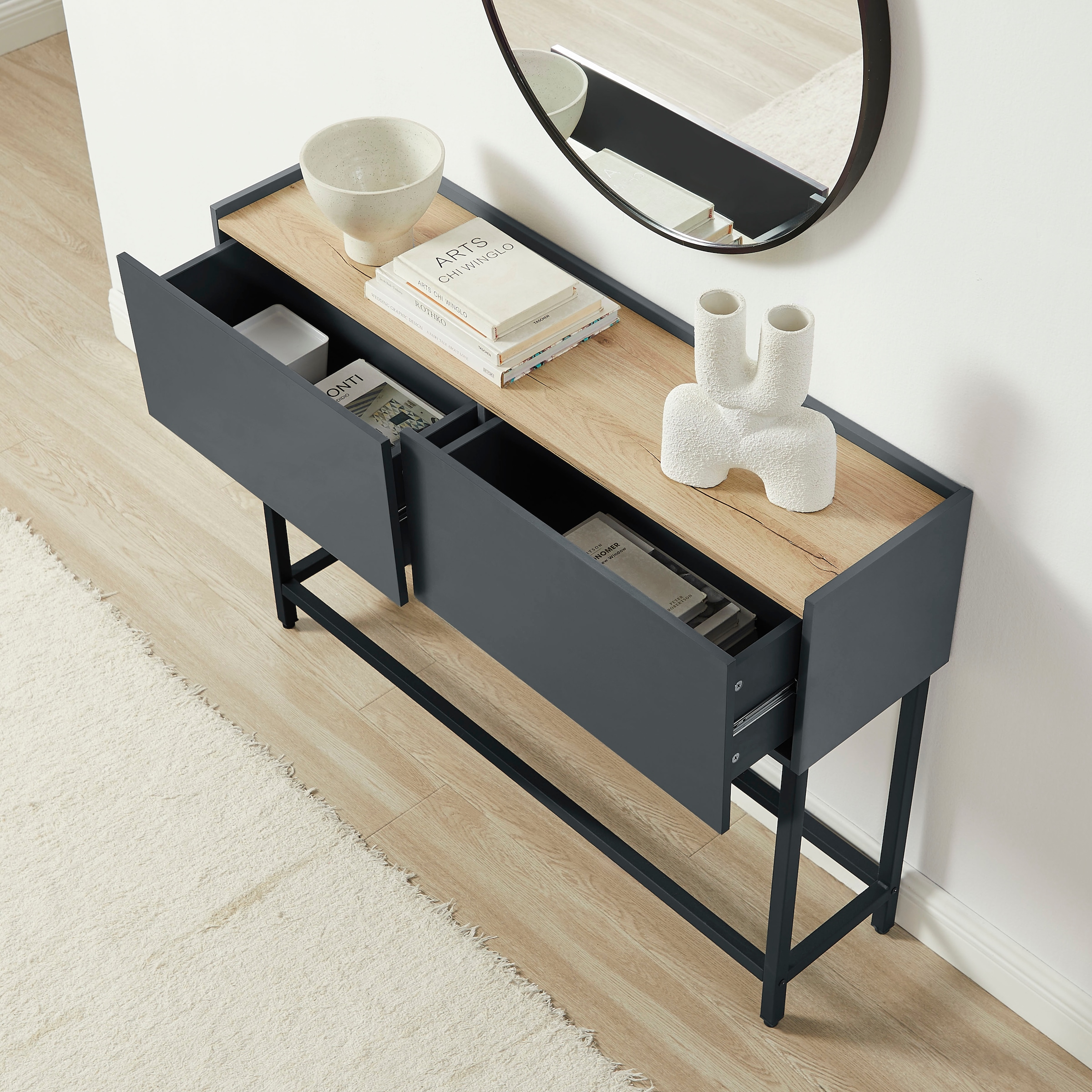 OTTO home Konsolentisch »Azly«, pflegeleichte Melaminoberfläche, Metallgestell, Breite 120 cm